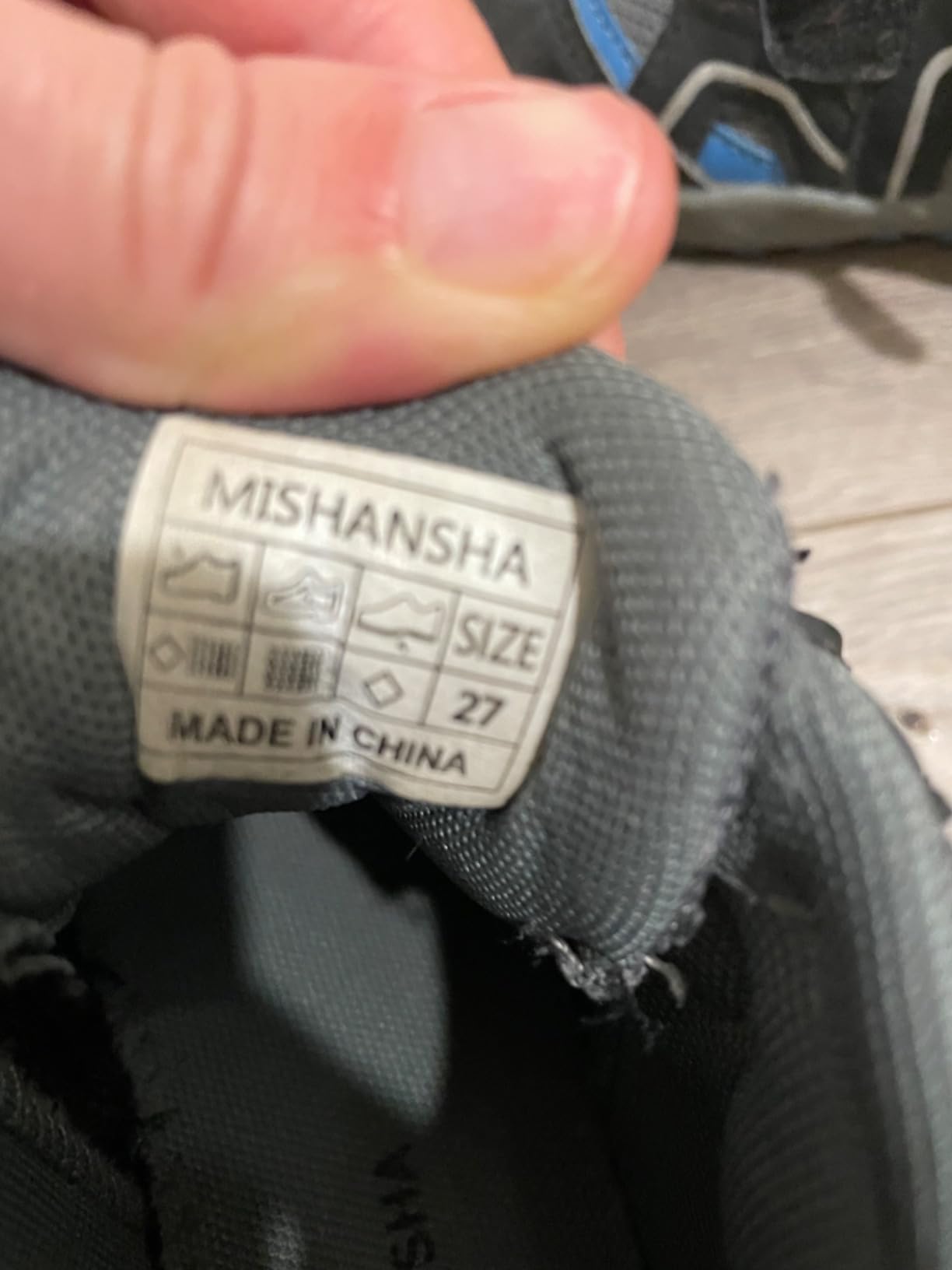 Mishansha Kids Hiking Boots in black rose gray colorway showing high ankle design and rubber toe protection