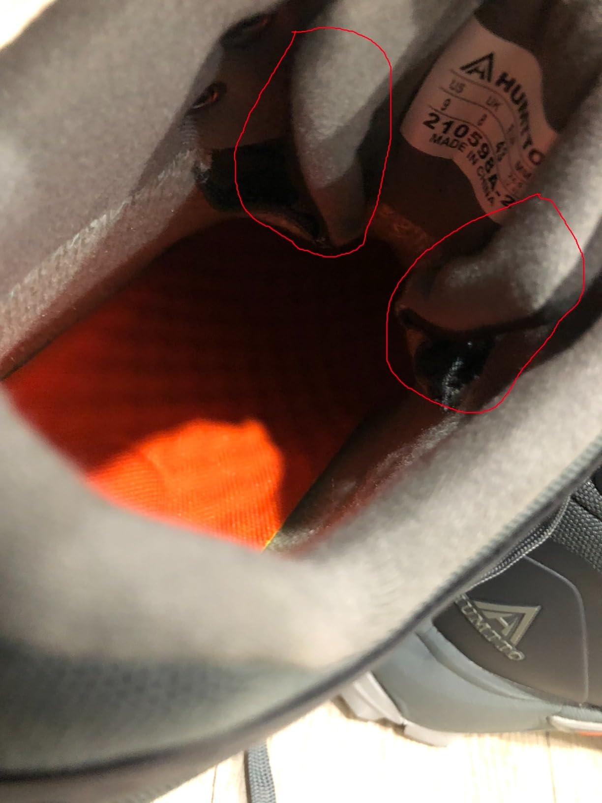Close-up comparison showing HUMTTO boot construction quality and wear patterns after testing
