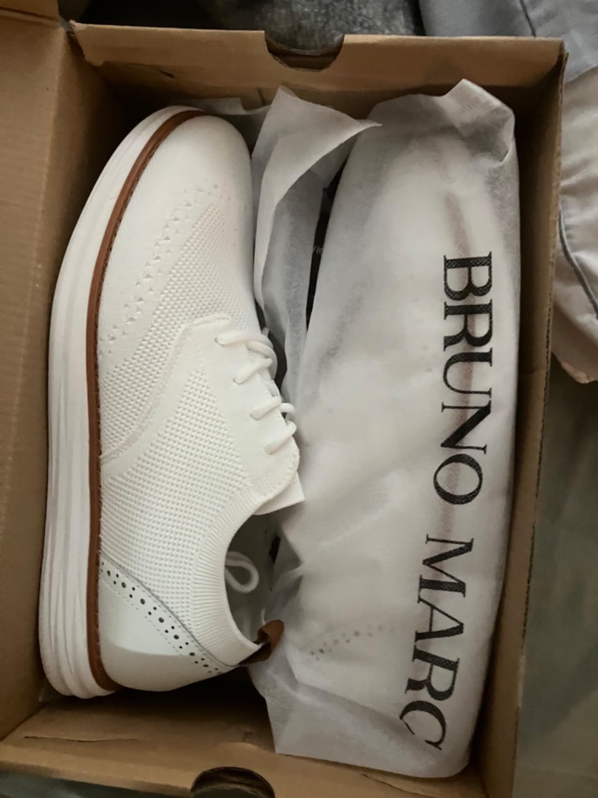 Bruno Marc Oxford sneakers showing real-world wear and professional styling