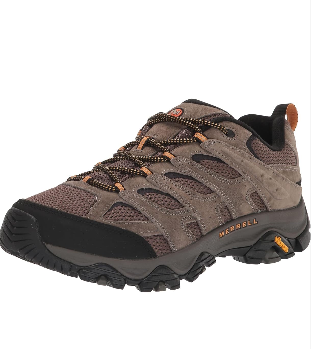 Side profile view of Merrell Moab 3 showcasing the EVA midsole and Vibram TC5+ outsole tread pattern