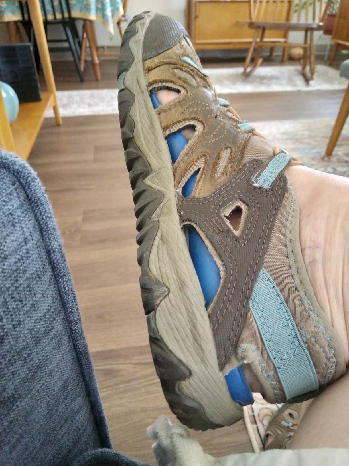 Merrell All Out Blaze showing side mesh ventilation and heel counter design for stability