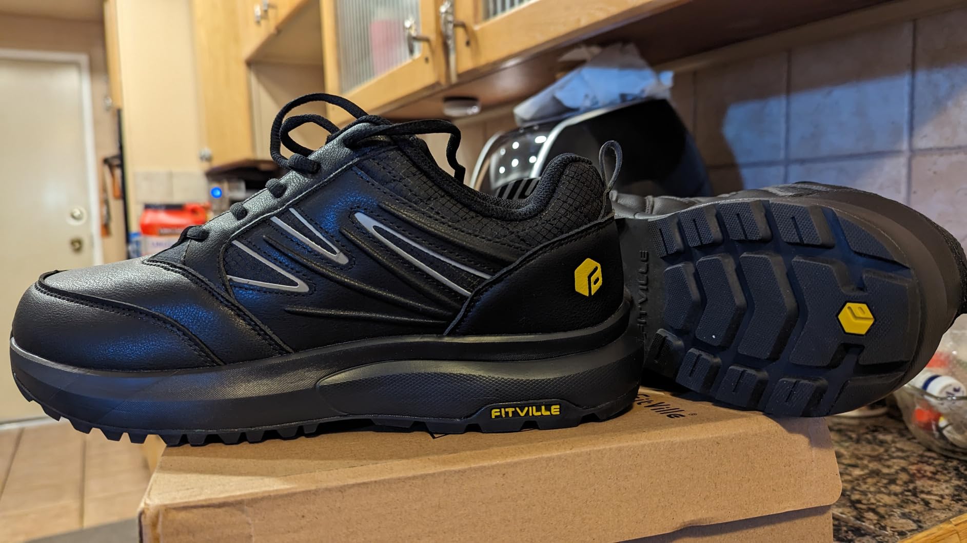 FitVille hiking shoes showing wide toe box design and lace-up closure system