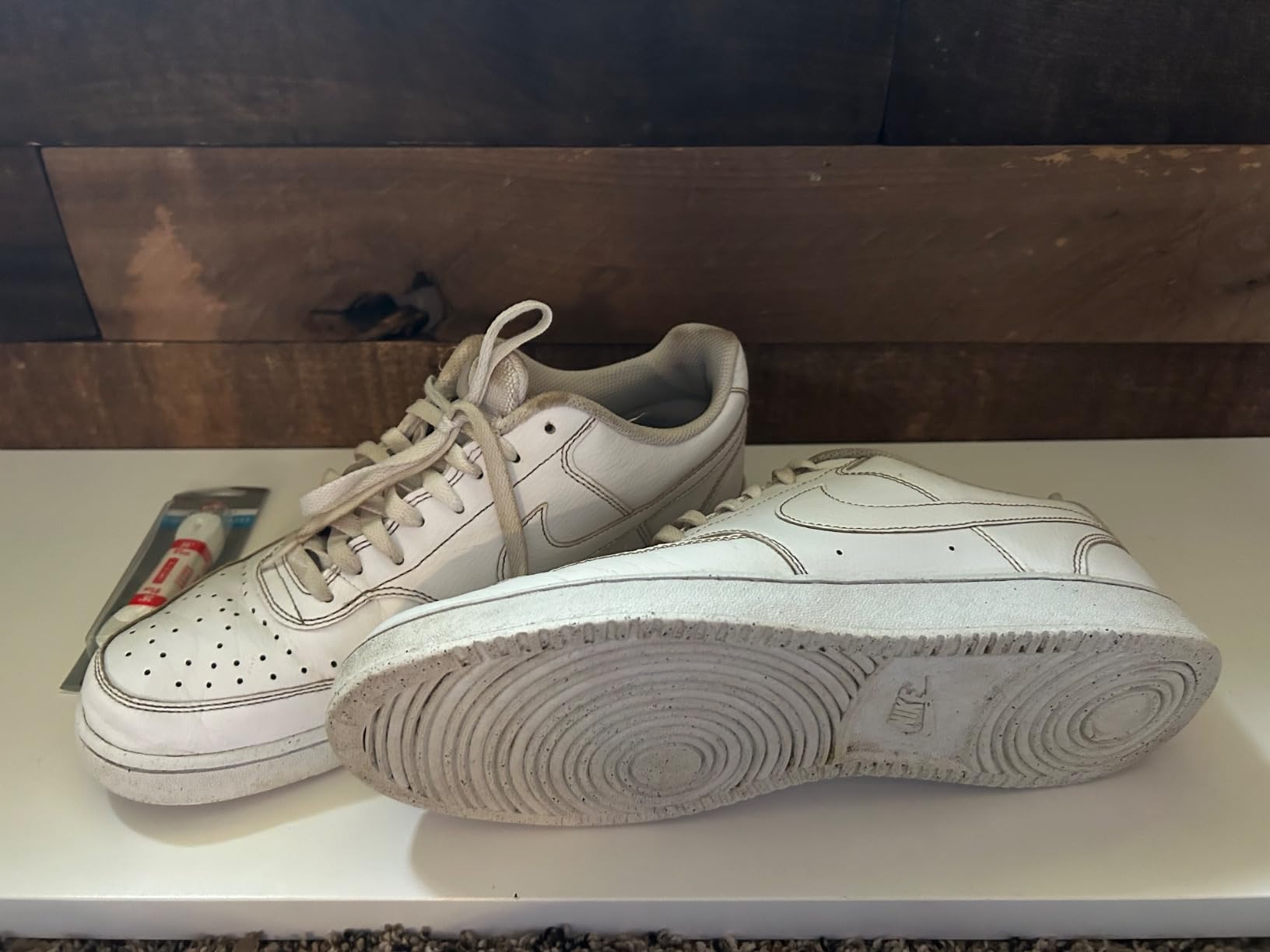 Close-up detail of Jordan 1 Low leather upper showing texture and stitching quality
