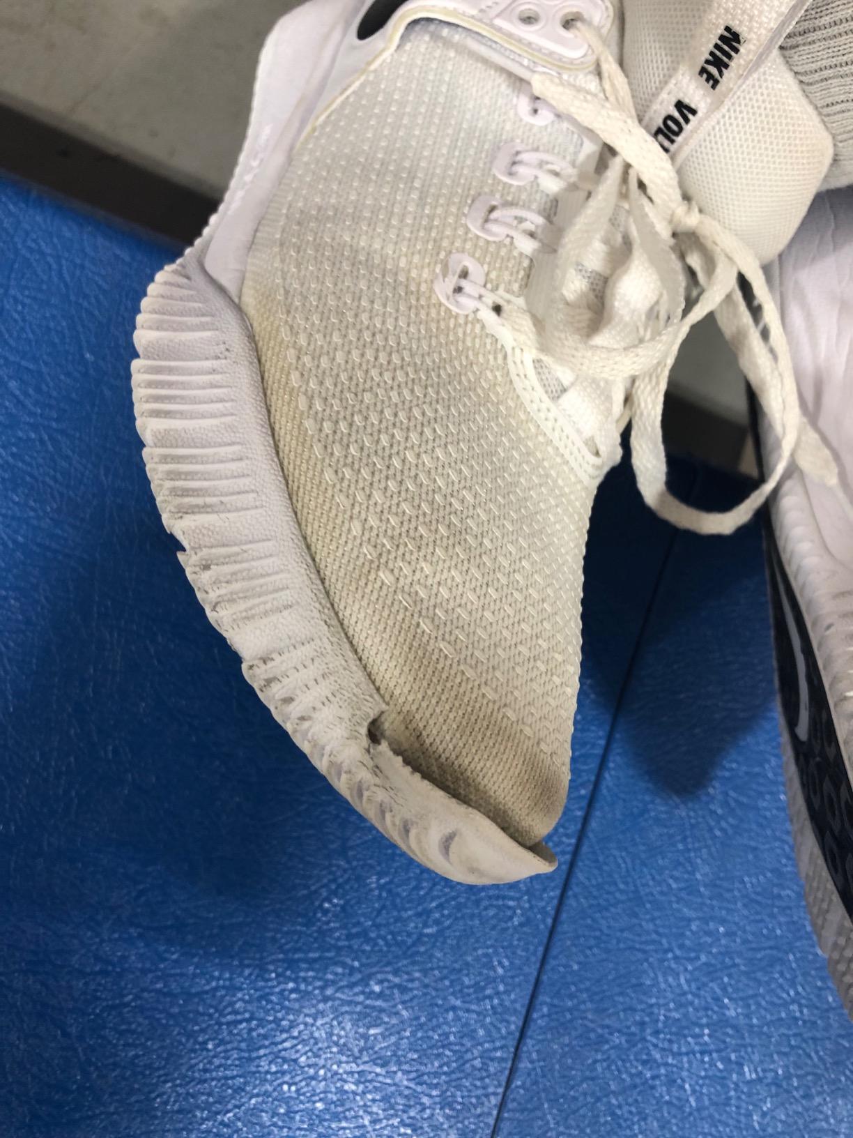 Nike volleyball shoes showing wear patterns after intensive use highlighting durability concerns
