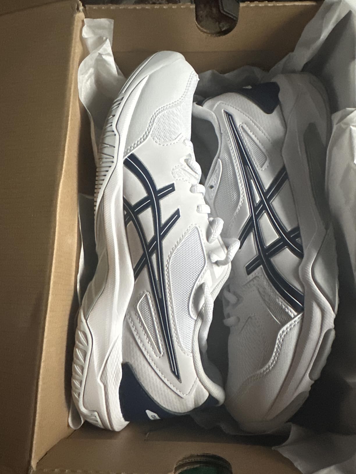 ASICS Women's Gel-Rocket 10 volleyball shoes white and peacoat navy colorway