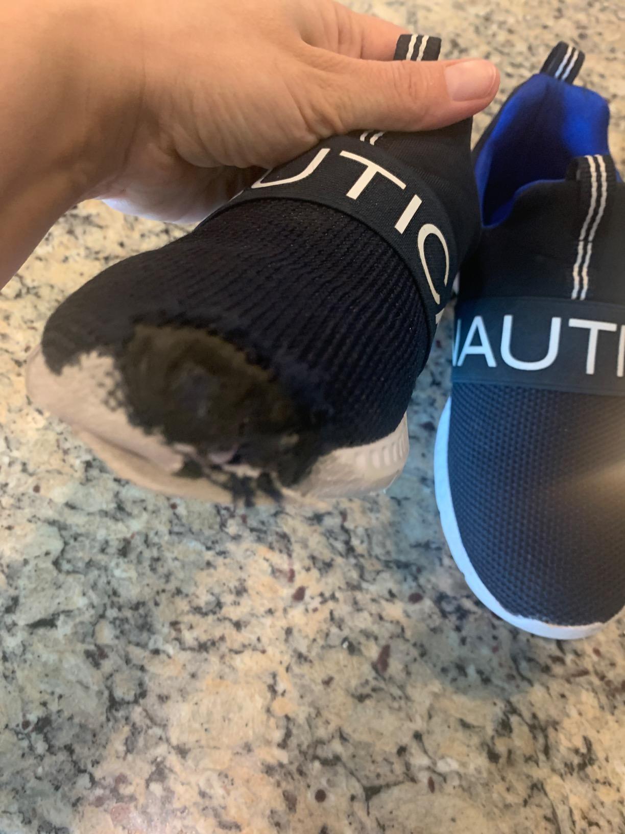 Nautica sneaker showing separation issues that some users experience with heavy use