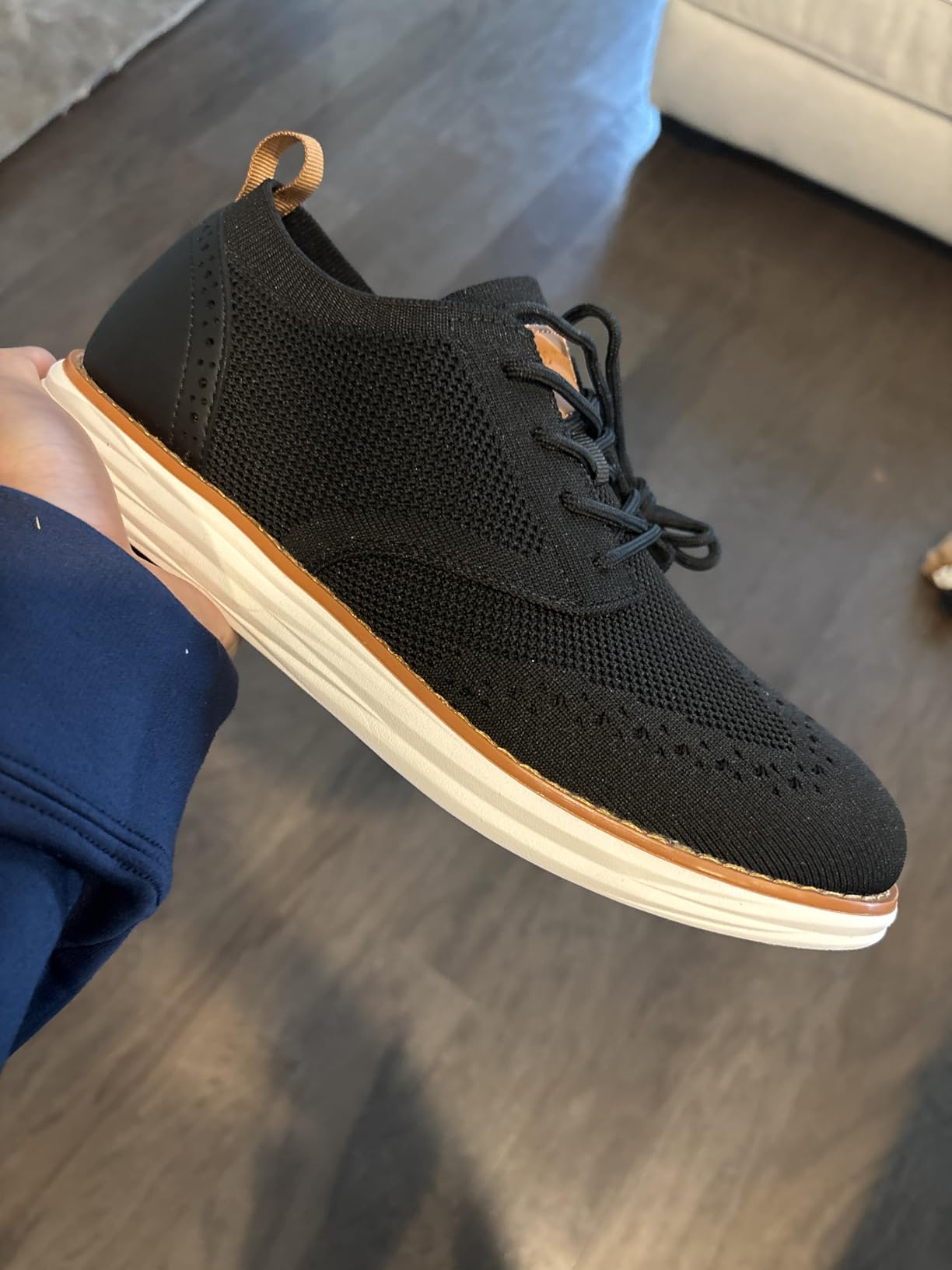 Bruno Marc Oxford sneakers detail showing knit mesh construction and EVA sole design