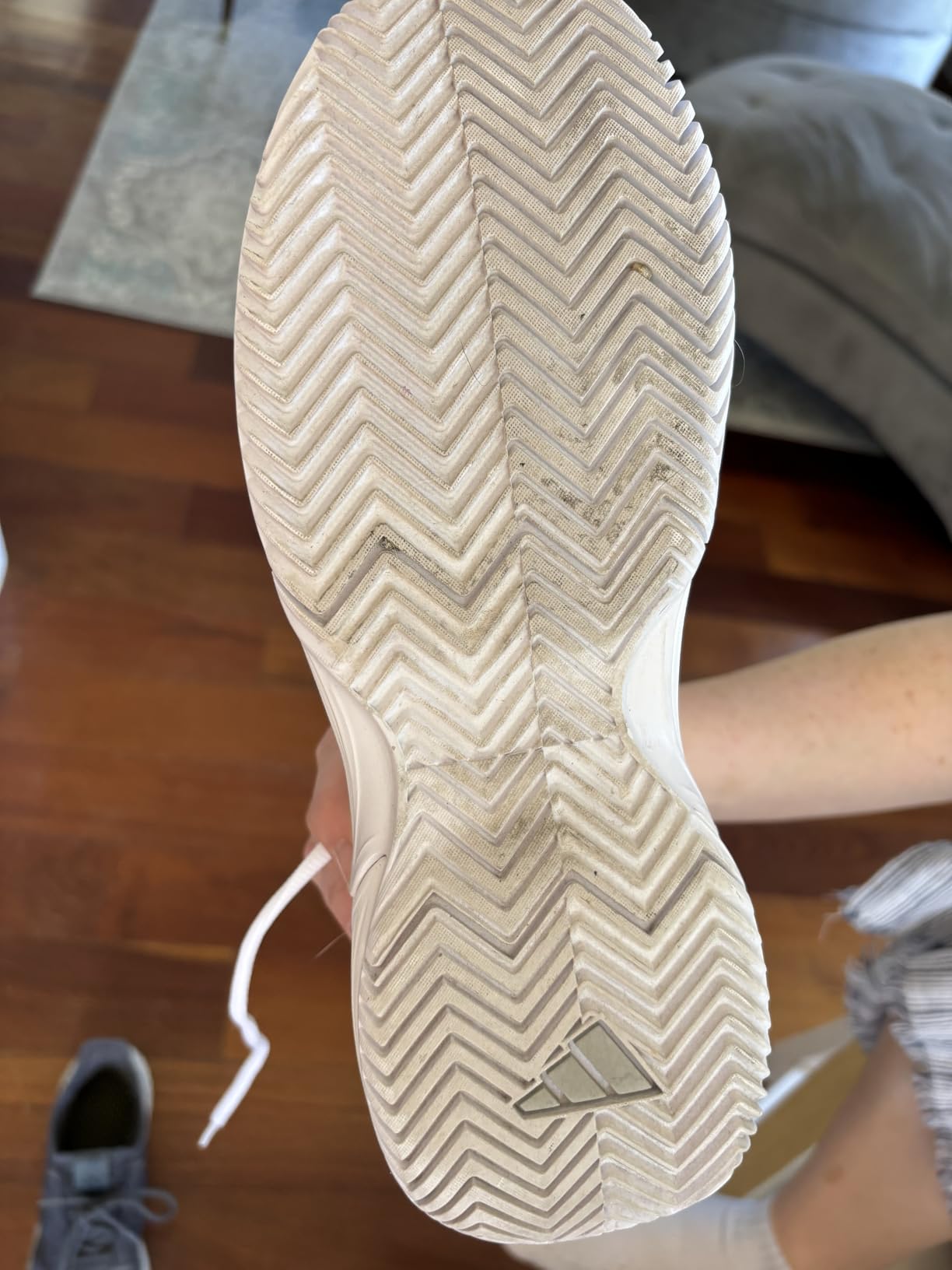 Adidas Gamecourt 2 side profile showing mesh upper construction and EVA midsole design