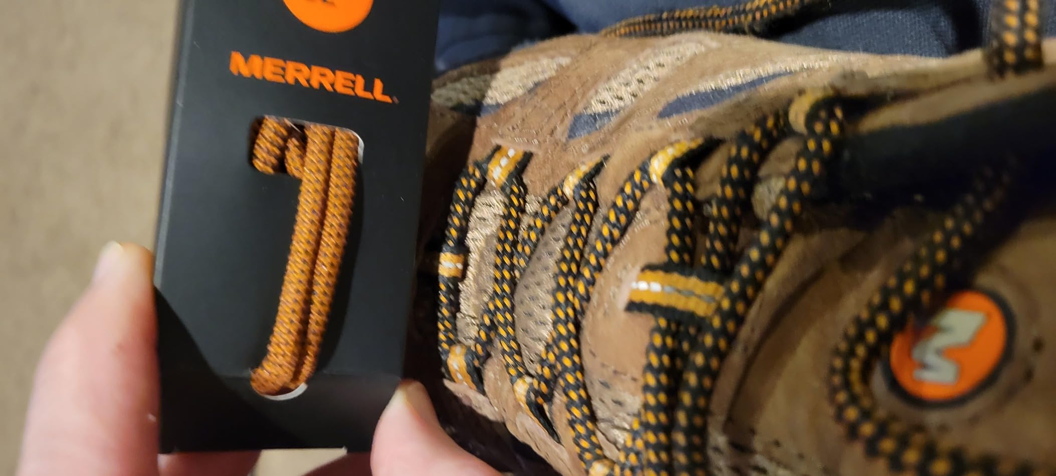 Bottom view of Merrell Moab 3 showing detailed Vibram TC5+ outsole traction pattern and wear after testing