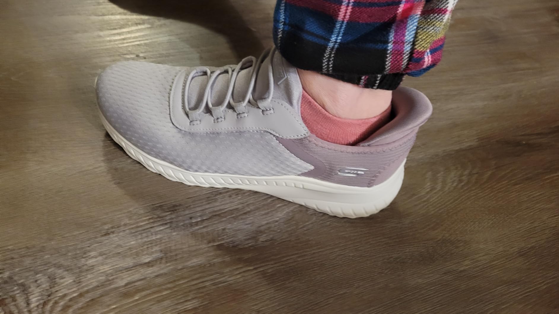 Skechers slip-ins being worn showing real-world fit and comfort during daily activities