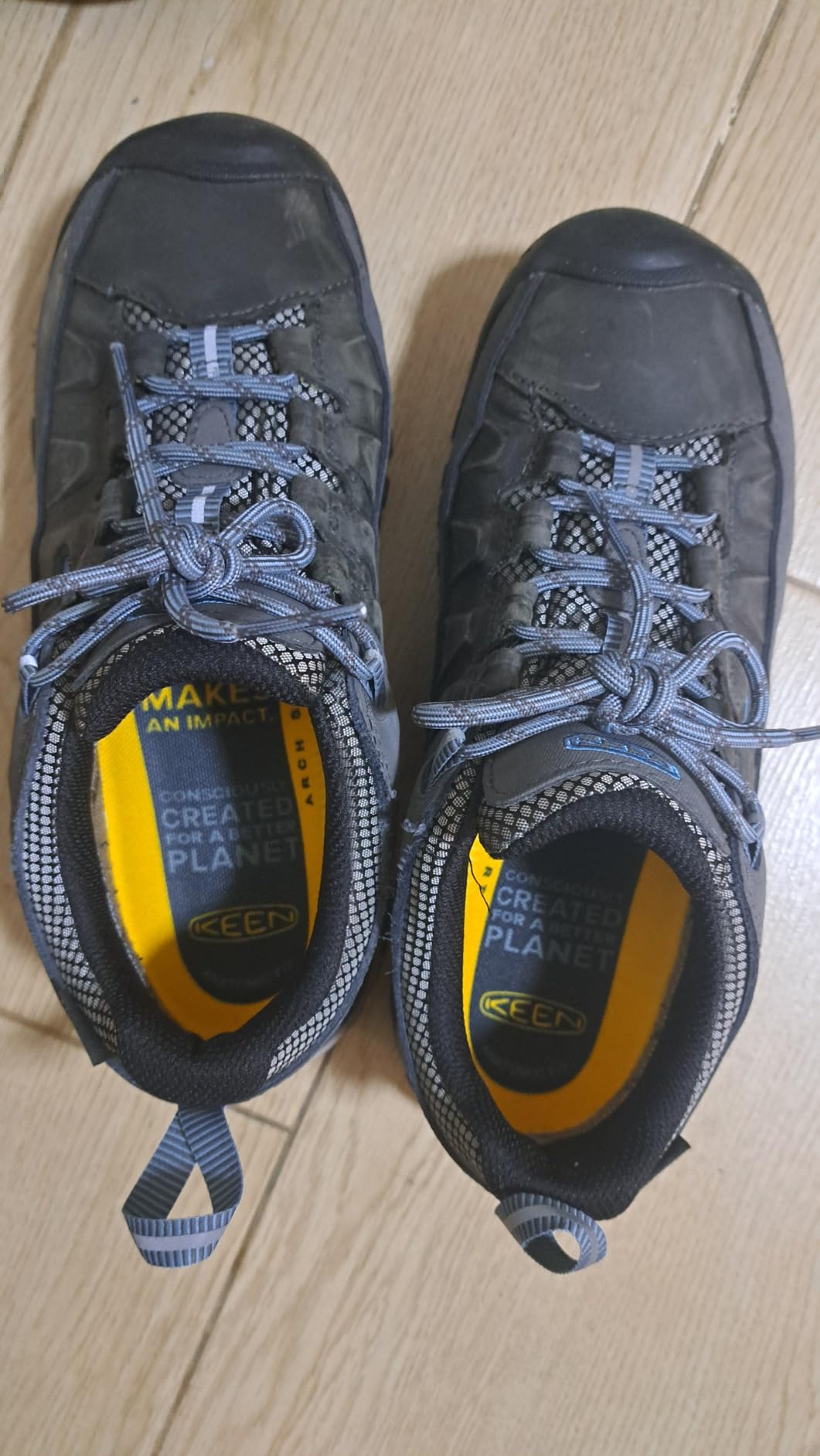KEEN Targhee III hiking shoes on trail showing traction pattern and outdoor performance