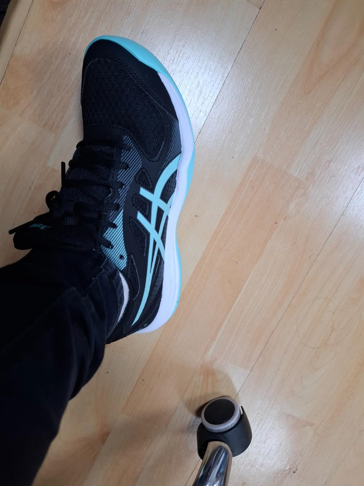 ASICS Women's Upcourt 5 Volleyball Shoes in white and silver colorway