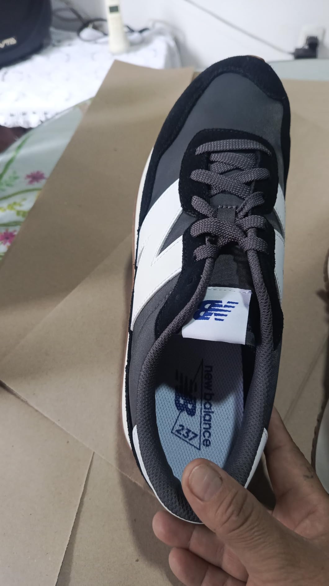 New Balance 237 V1 action shot showing wear during daily activities