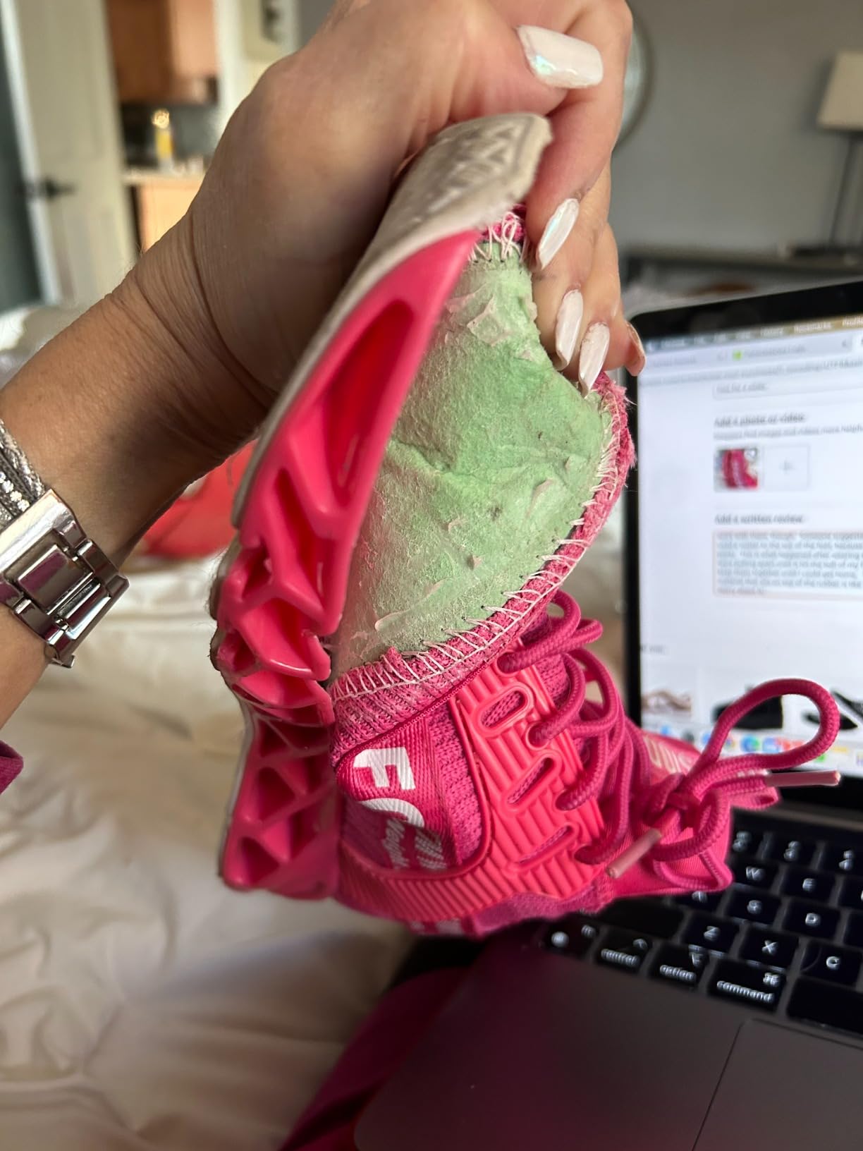 Final comparison showing both positive features and durability concerns of FRSHANIAH shoes