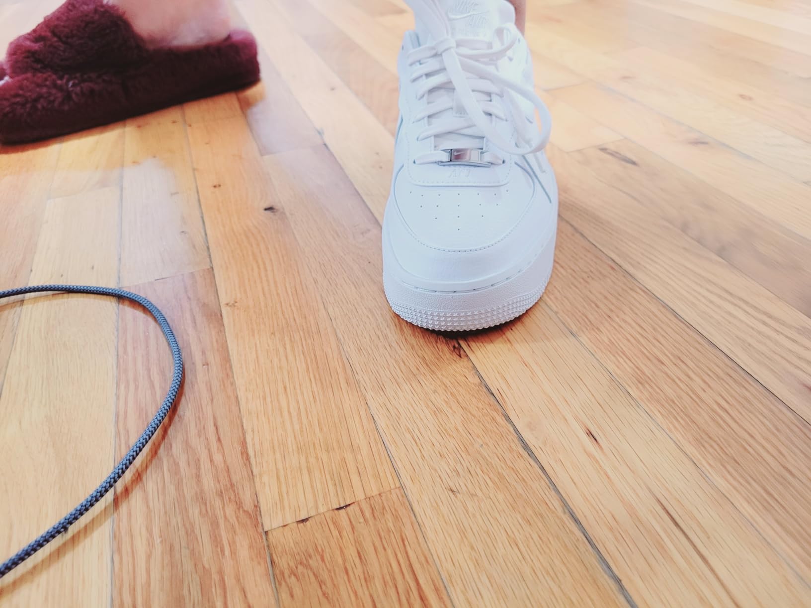 Nike Air Force 1 platform sole detail showing air cushioning and rubber outsole pattern