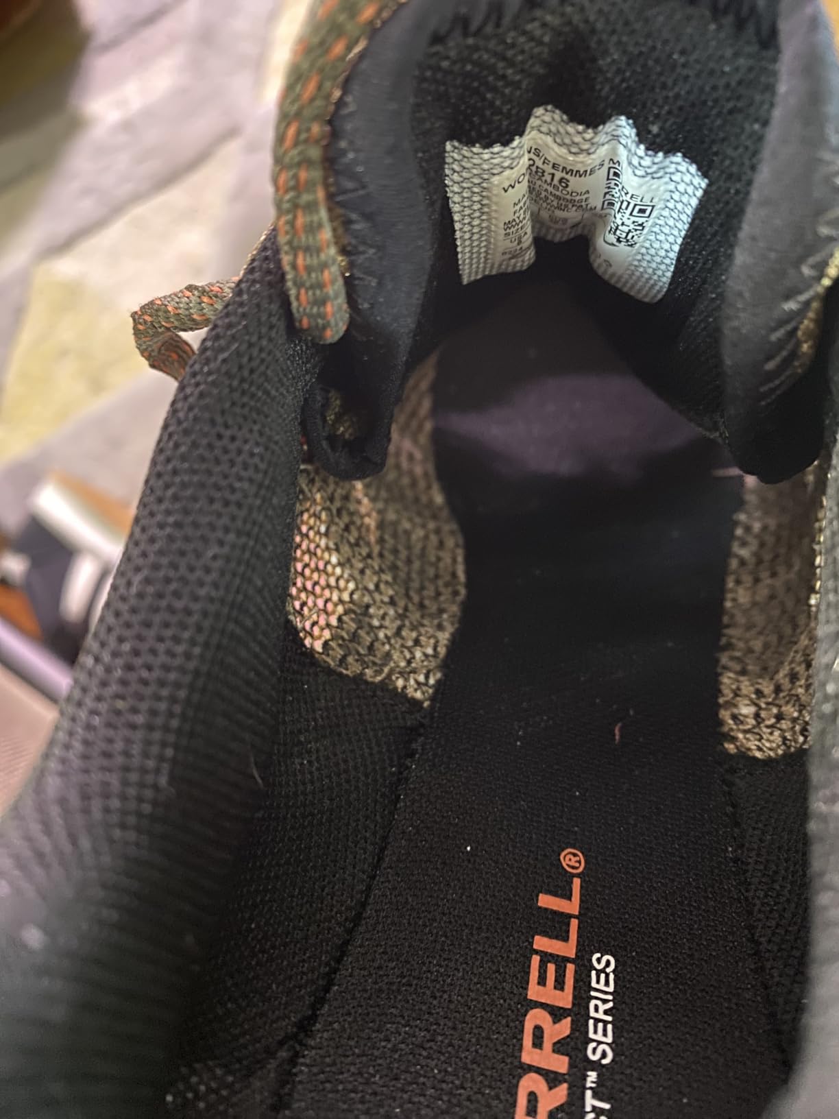 Merrell All Out Blaze insole and footbed construction showing arch support and cushioning design
