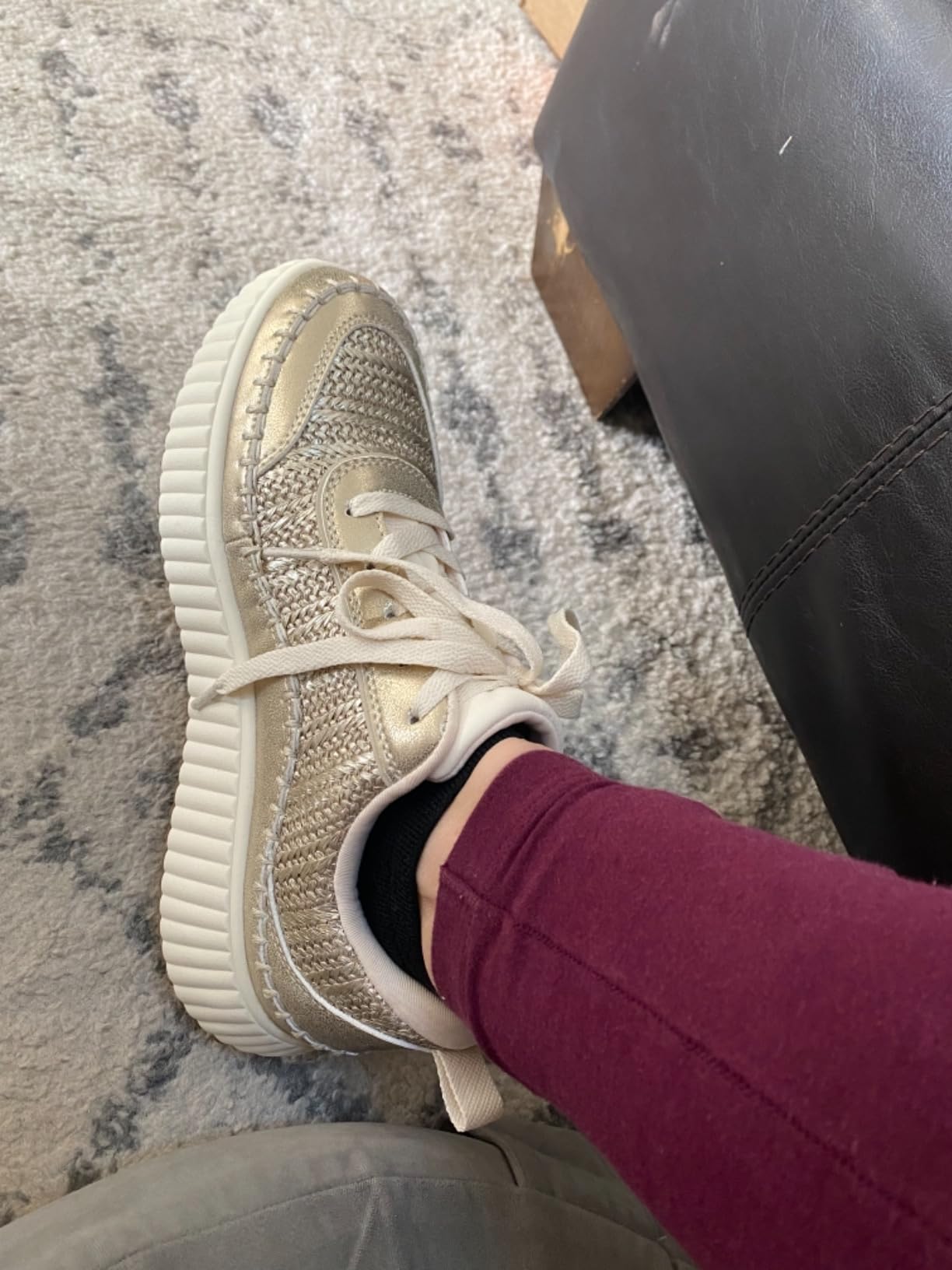 Gold colorway of DREAM PAIRS platform sneaker with subtle metallic finish