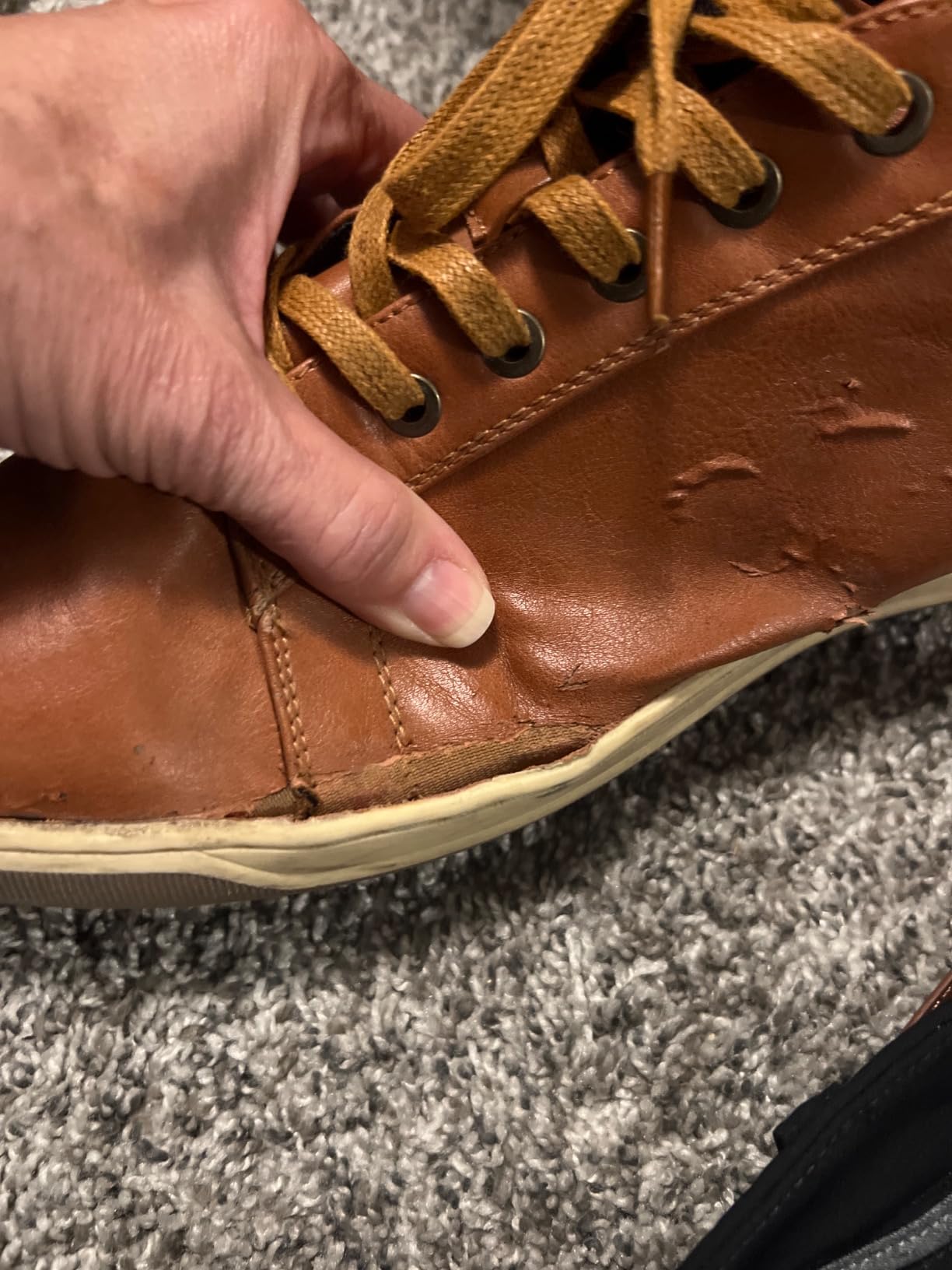Final product shot of Jousen men's fashion sneakers in dark brown colorway