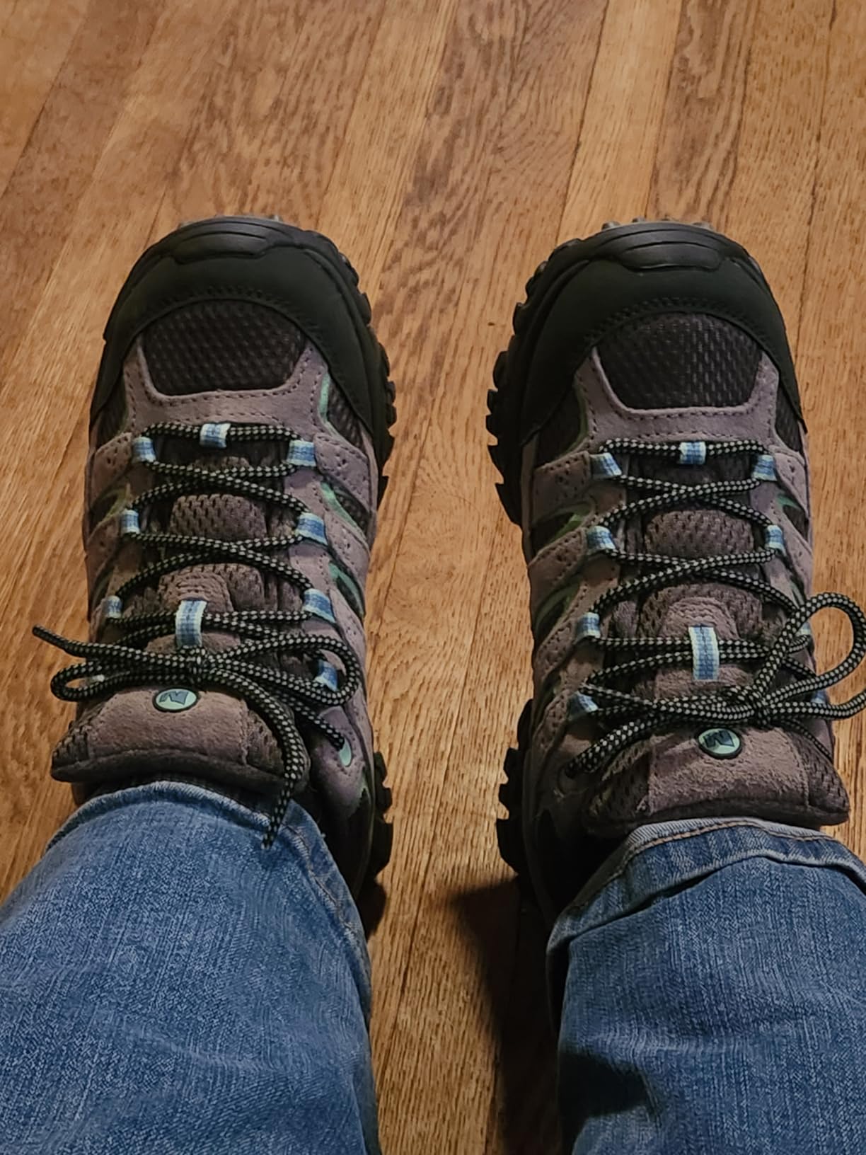 Merrell Women's Moab 2 Waterproof Hiking Shoe in drizzle mint colorway showing leather and mesh upper construction