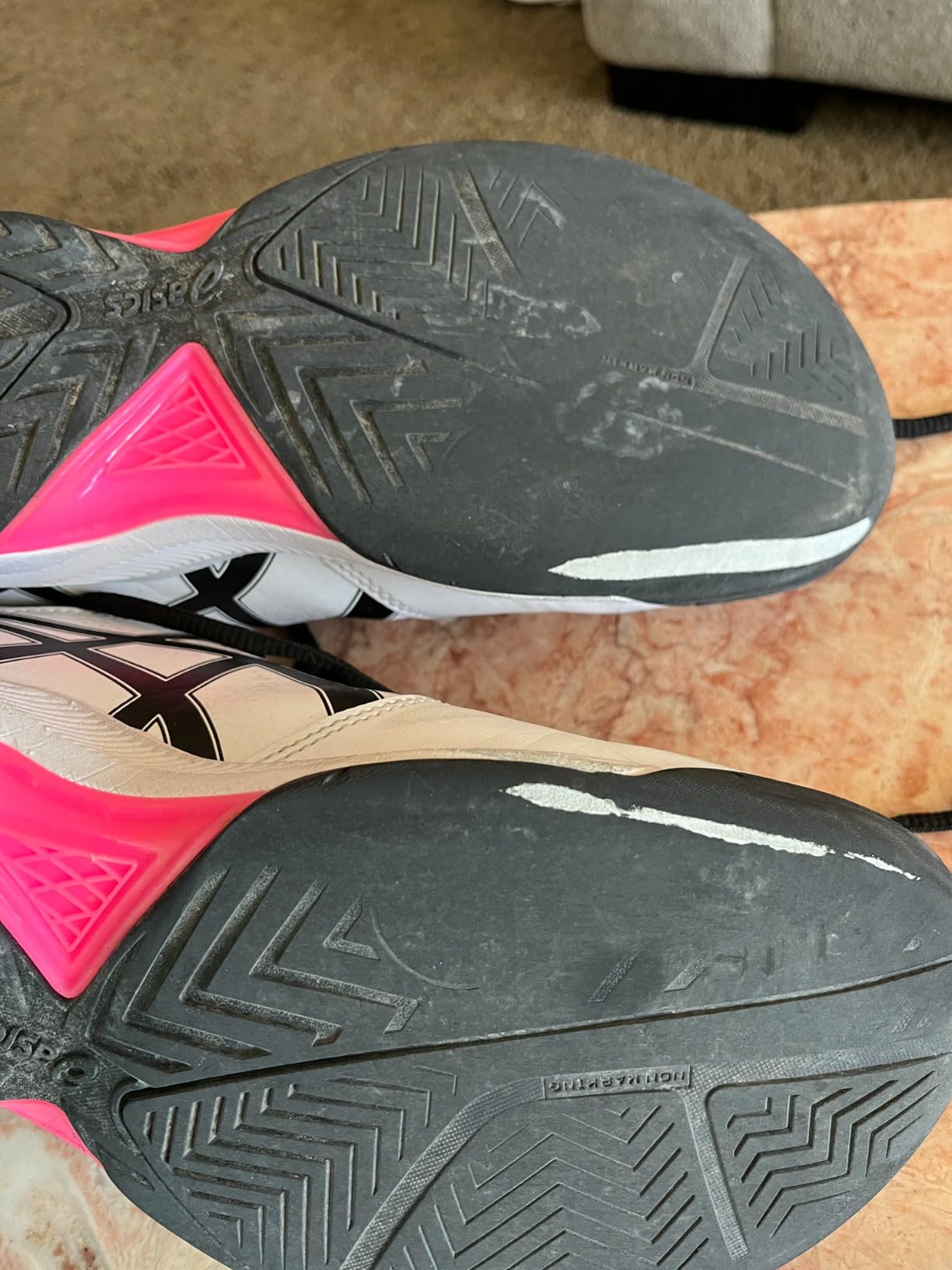 ASICS Gel-Dedicate 7 side profile showing synthetic leather upper and outsole pattern