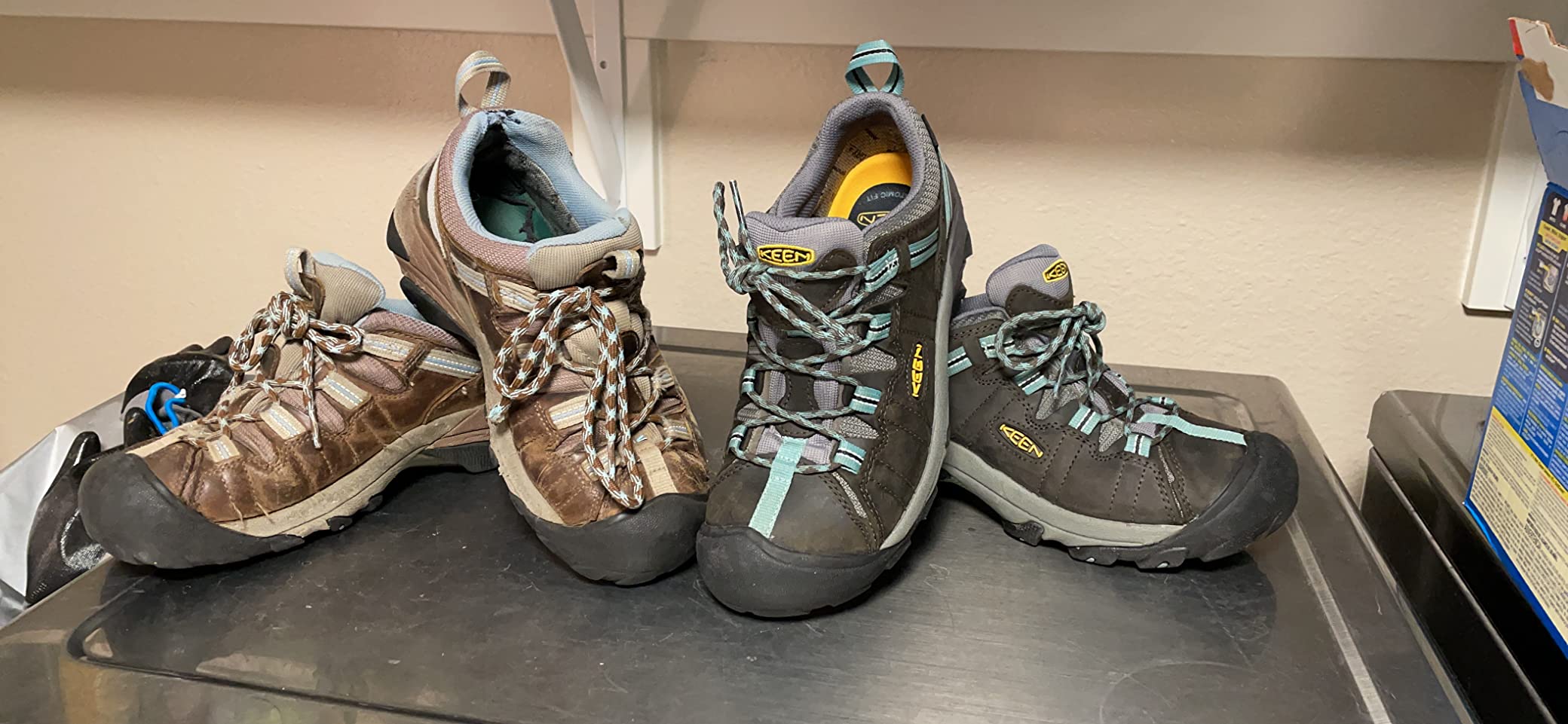 Comparison of old and new KEEN Targhee II showing long-term comfort and wear