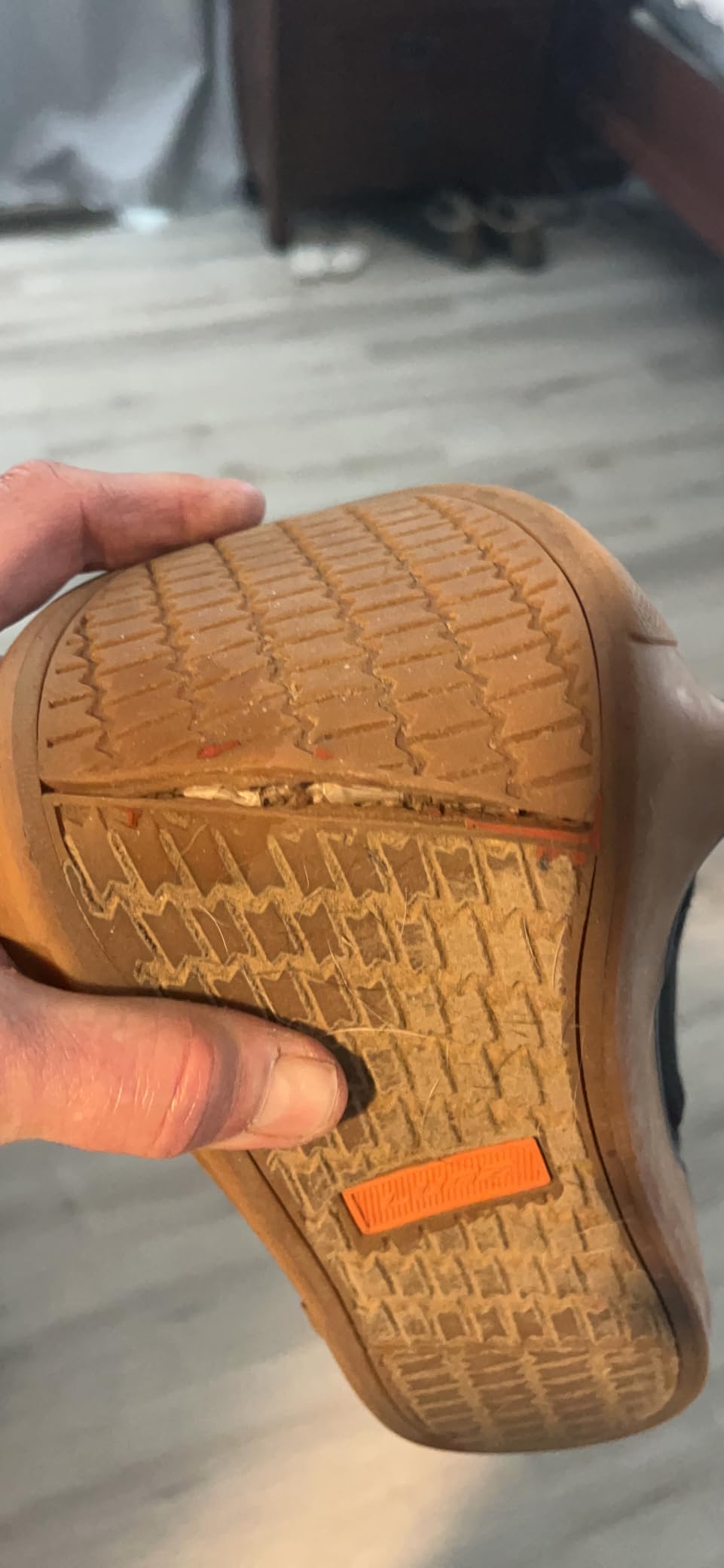 Multiple customer photos showing identical sole failure pattern in Lugz Lear sneakers