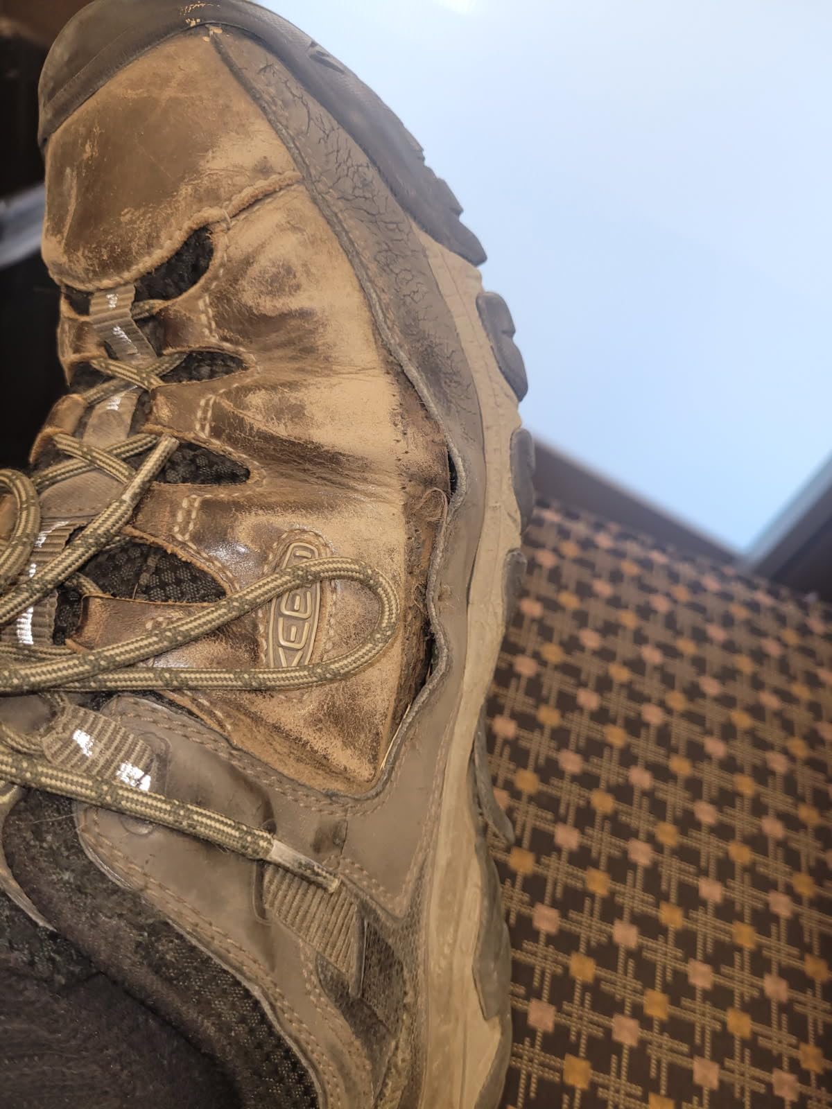 KEEN Targhee 3 showing wear patterns after one year of use including sole separation