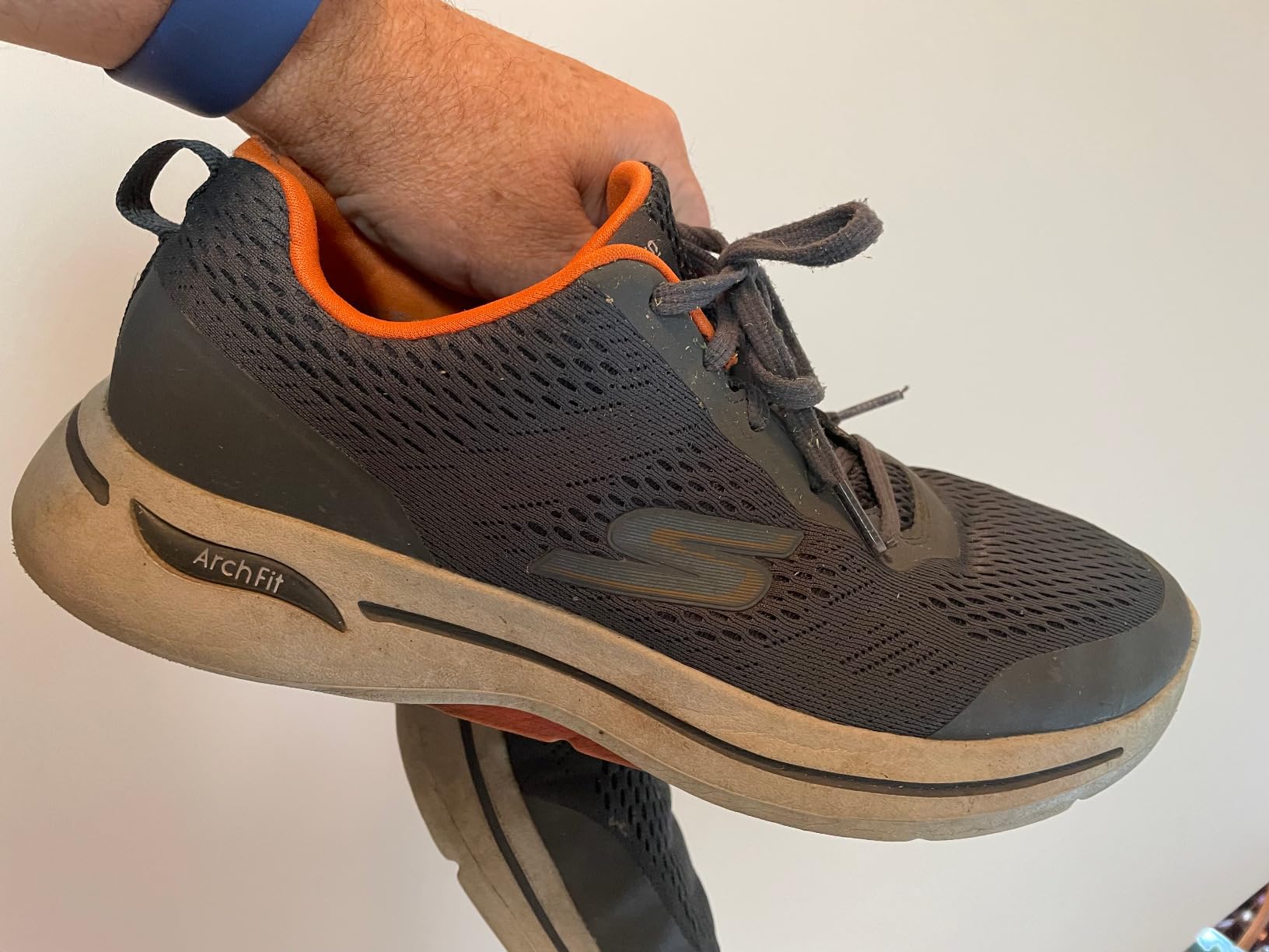 Skechers GoWalk showing sole wear patterns after moderate walking use highlighting durability concerns