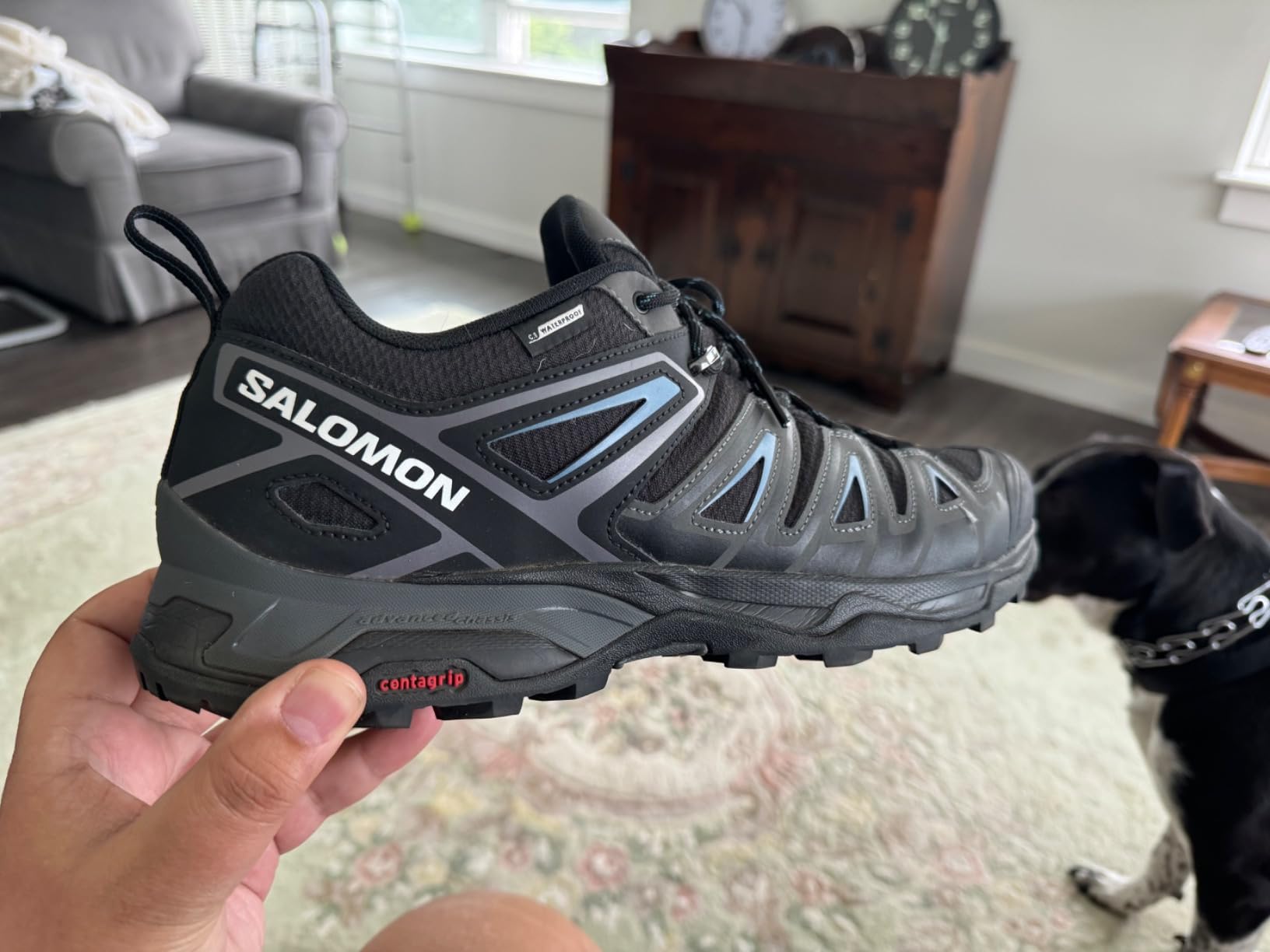 Salomon X Ultra Pioneer tread pattern showing Contagrip rubber outsole with aggressive lugs for mixed terrain traction