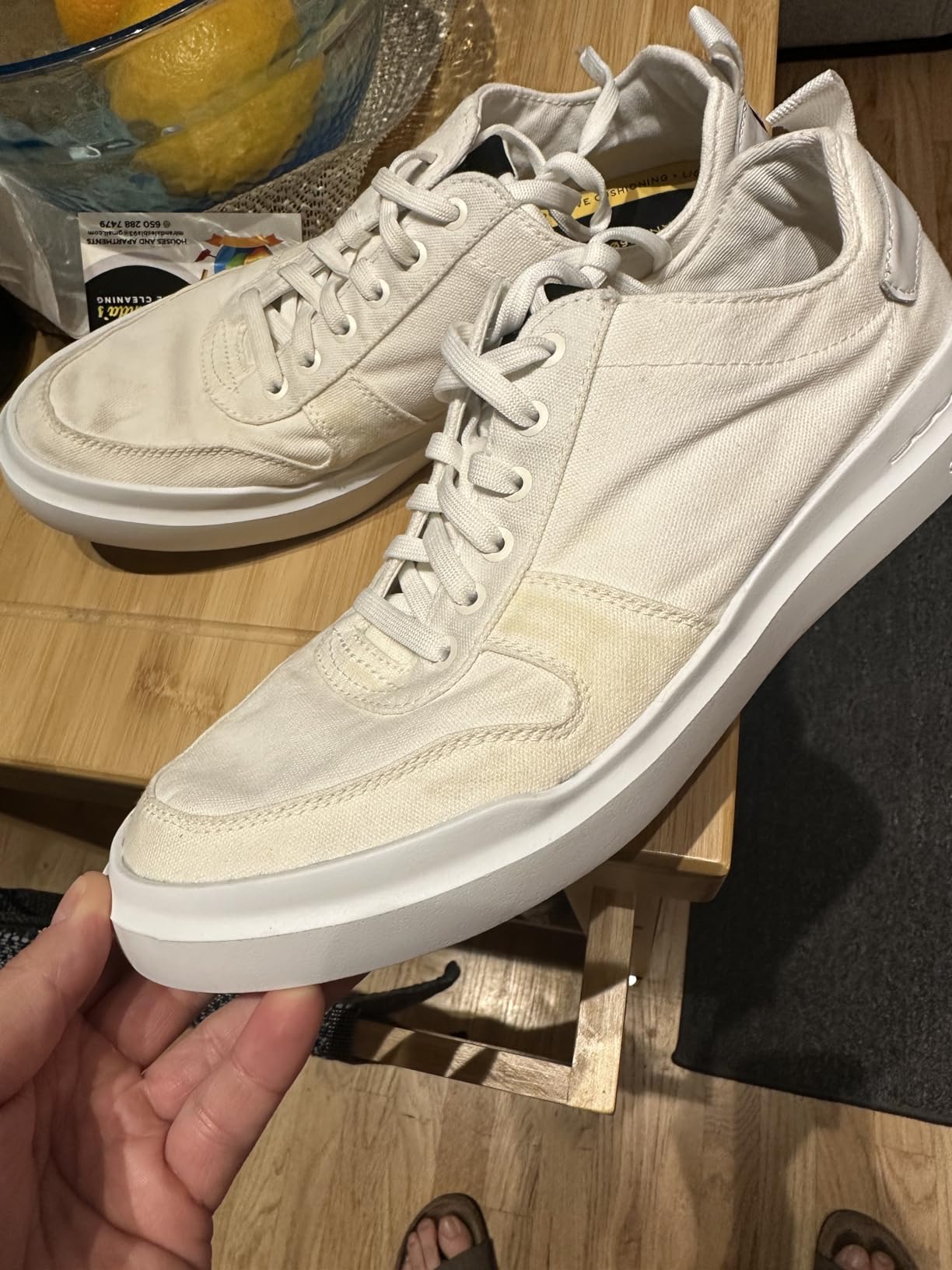 Cole Haan GrandPro Rally showing wear patterns and staining issues after extended use