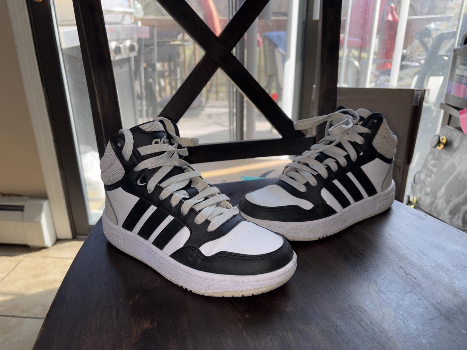Adidas Hoops 3.0 after 8 weeks of daily wear showing durability and wear patterns