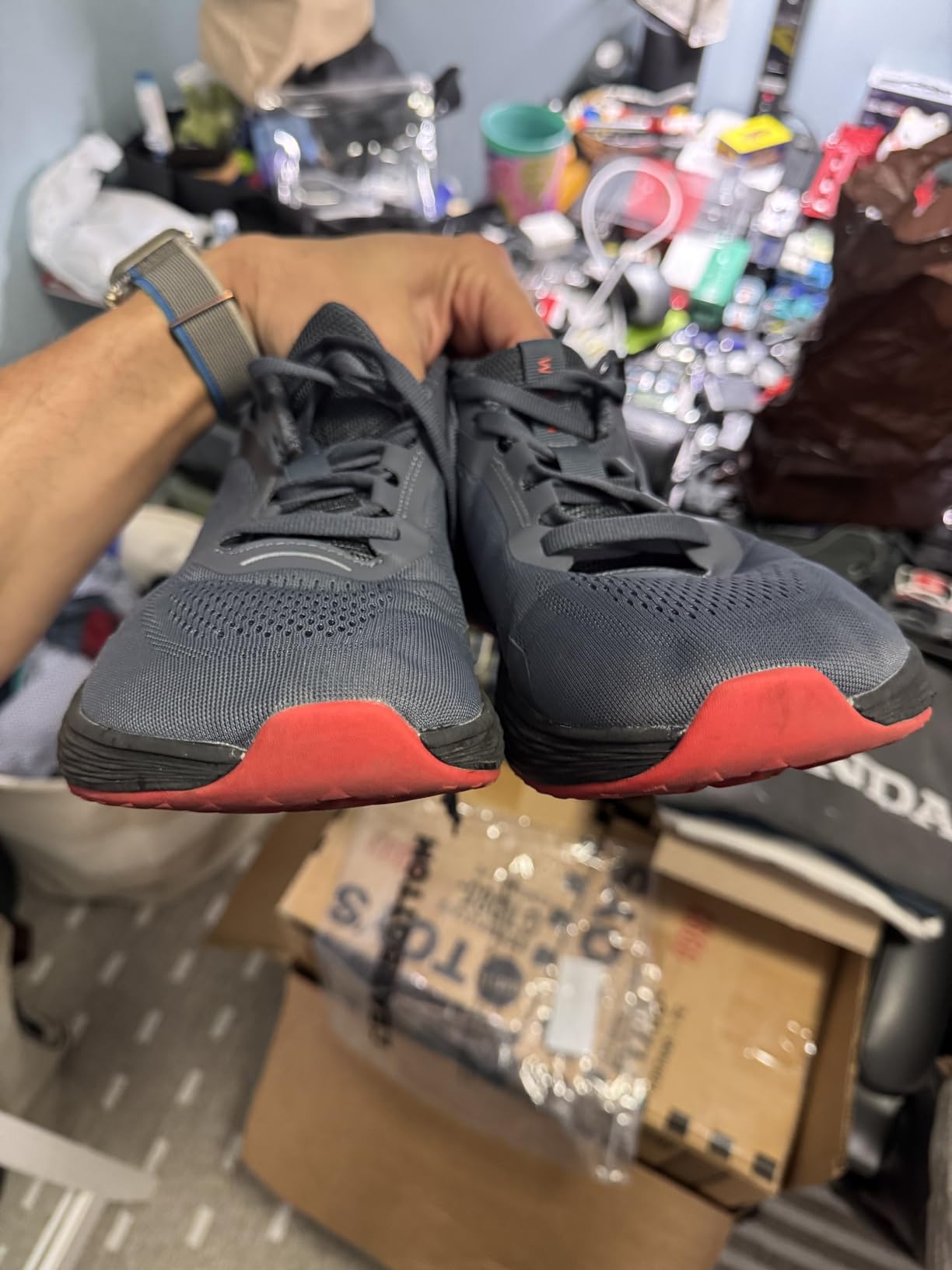 Top-down view of WHITIN wide toe box showing spacious forefoot design and mesh construction