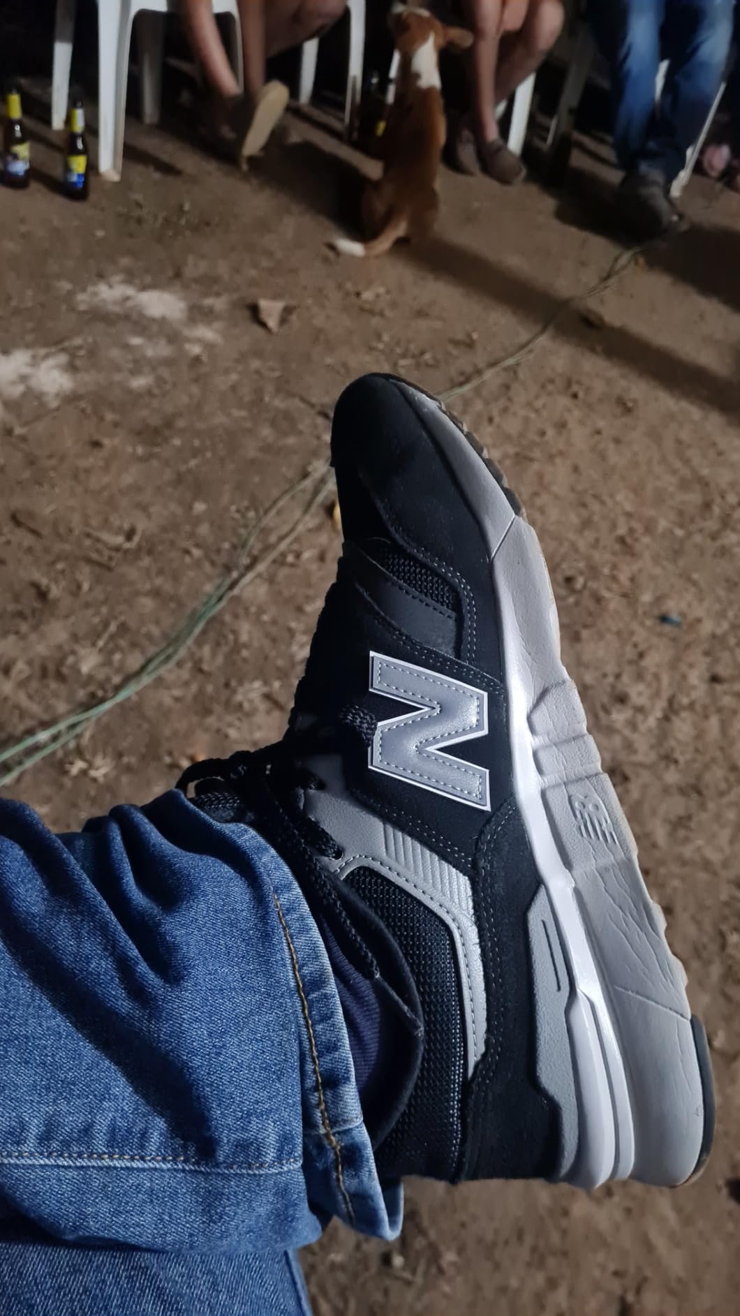 New Balance 997H upper material detail showing polyester and mesh construction