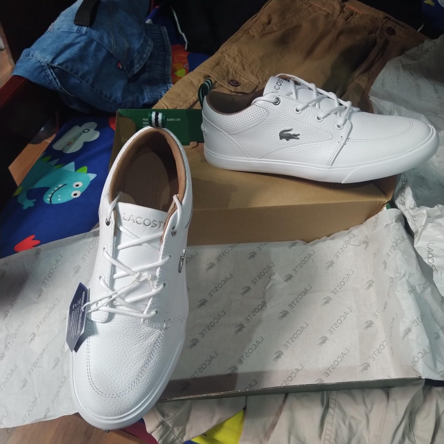 Close-up of Lacoste Bayliss sneaker showing premium leather upper texture and detailed construction quality