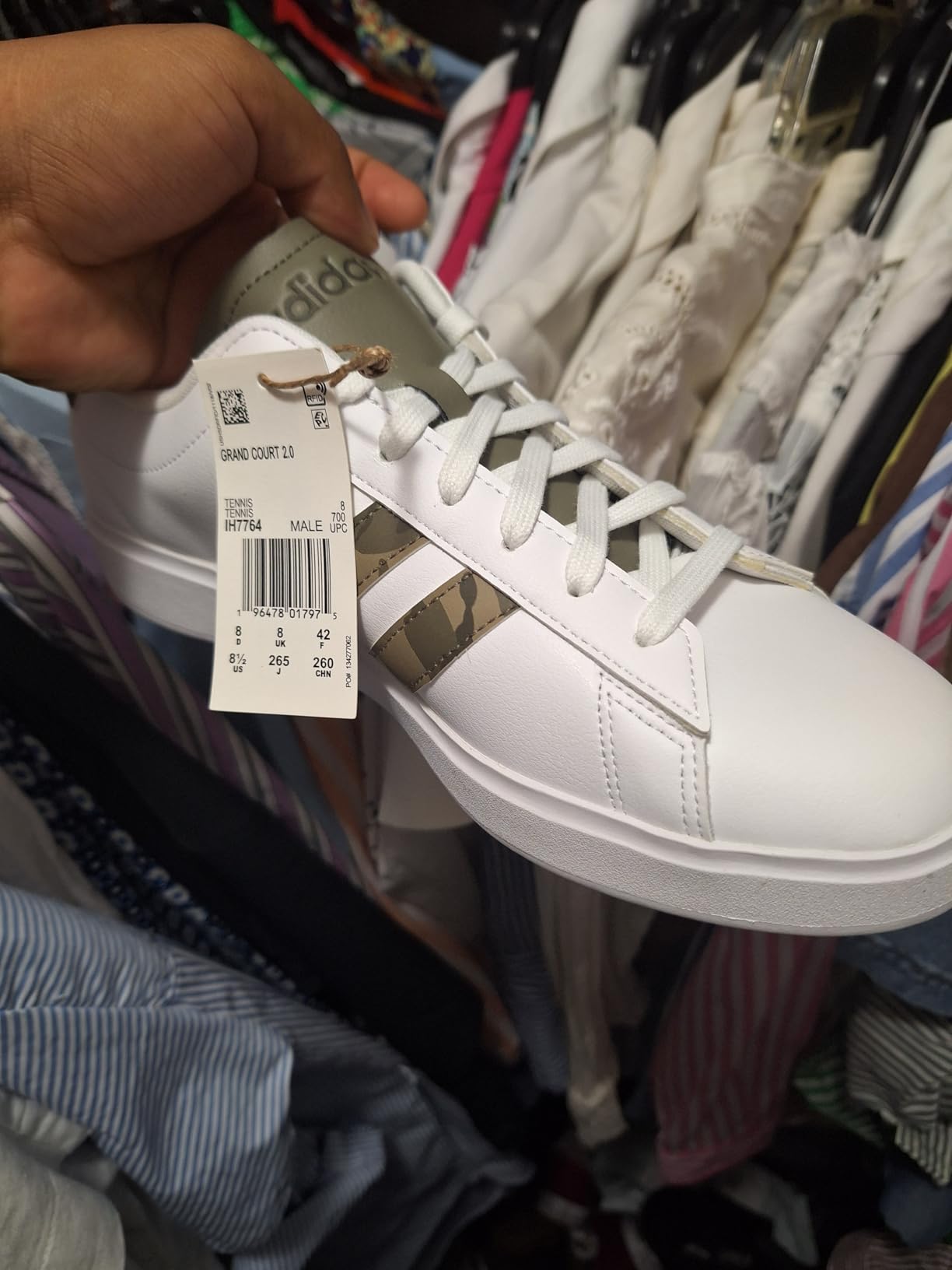 Adidas Grand Court 2.0 showing clean color design and minimal branding on lifestyle tennis shoe