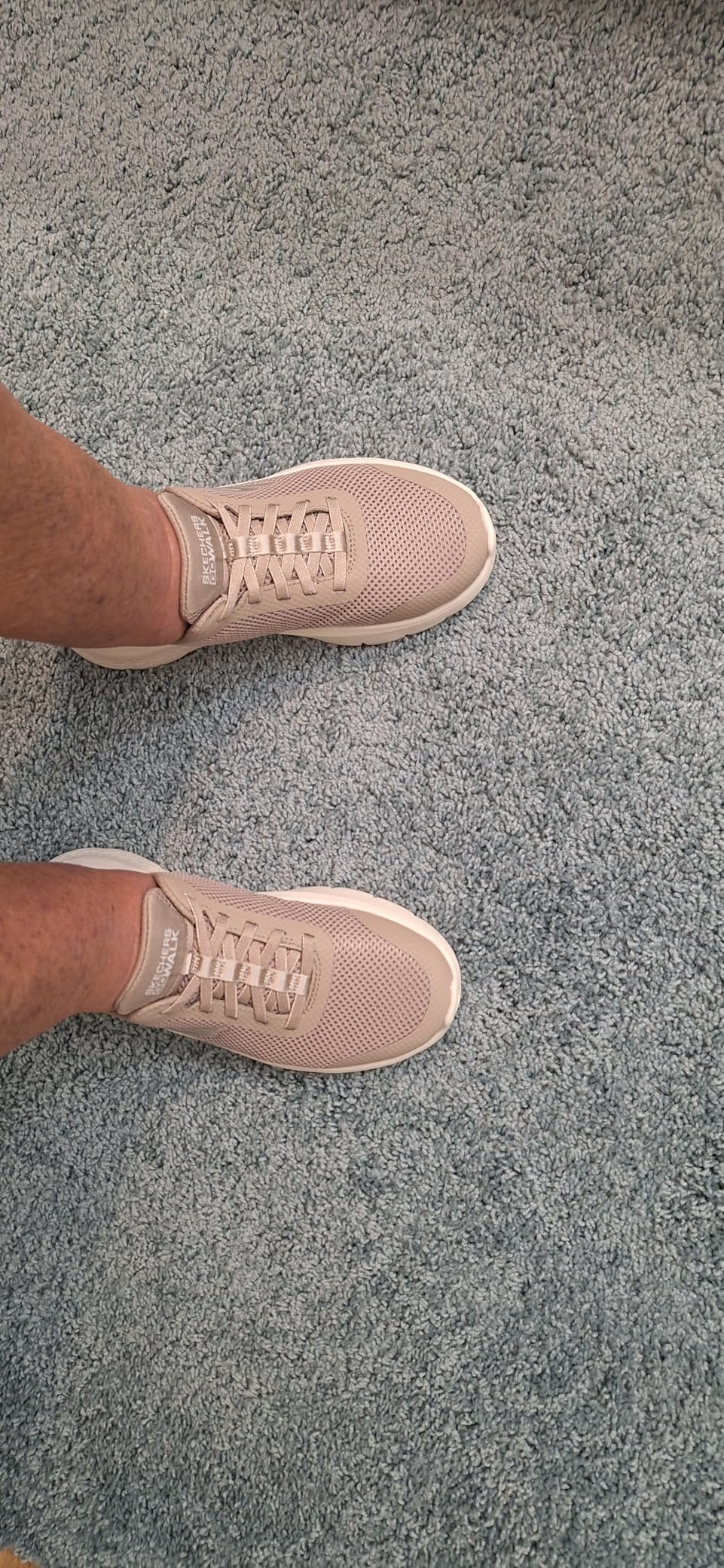 Skechers Women's Go Walk Flex Hands Free slip-in sneakers in beige showing memory foam comfort design