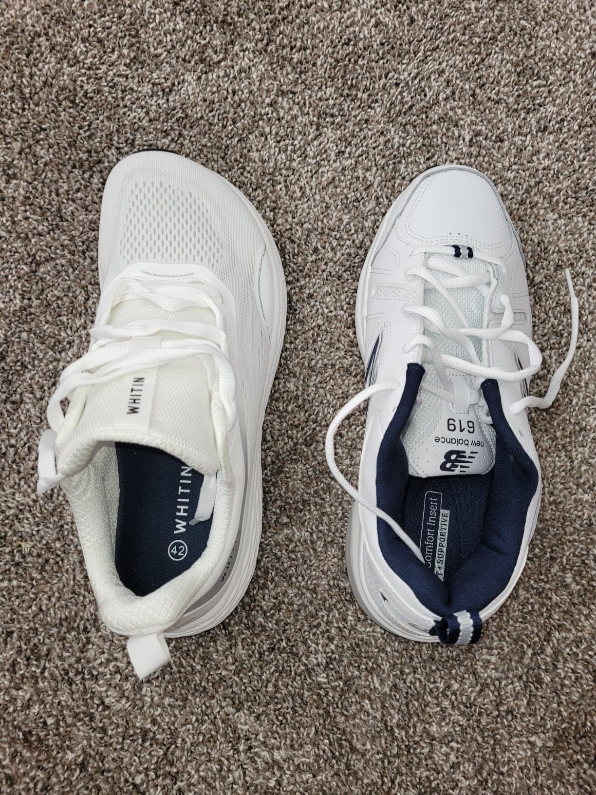 WHITIN running shoes comparison showing size and fit characteristics