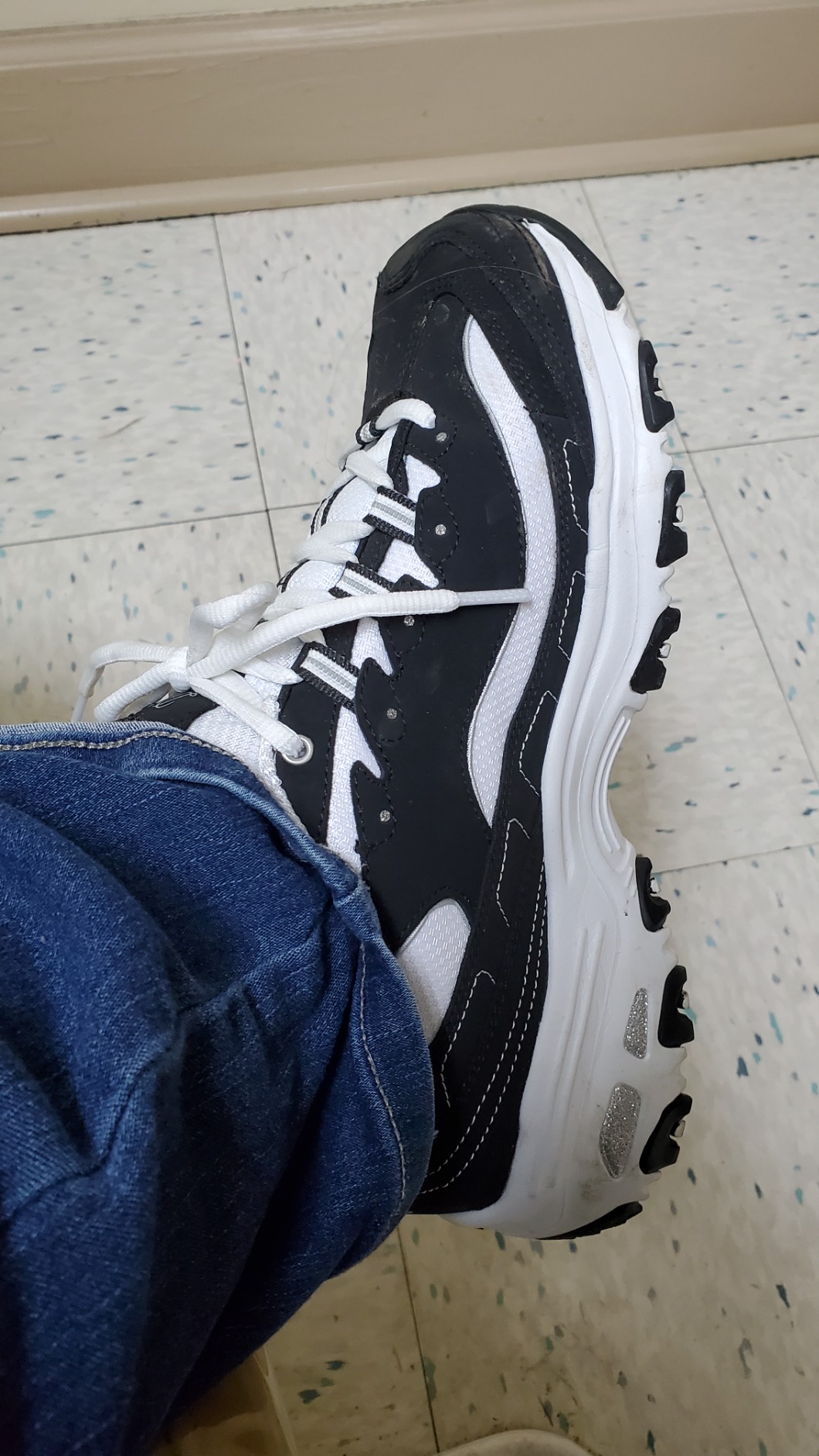 Skechers D'Lites final product shot showing overall design and construction quality