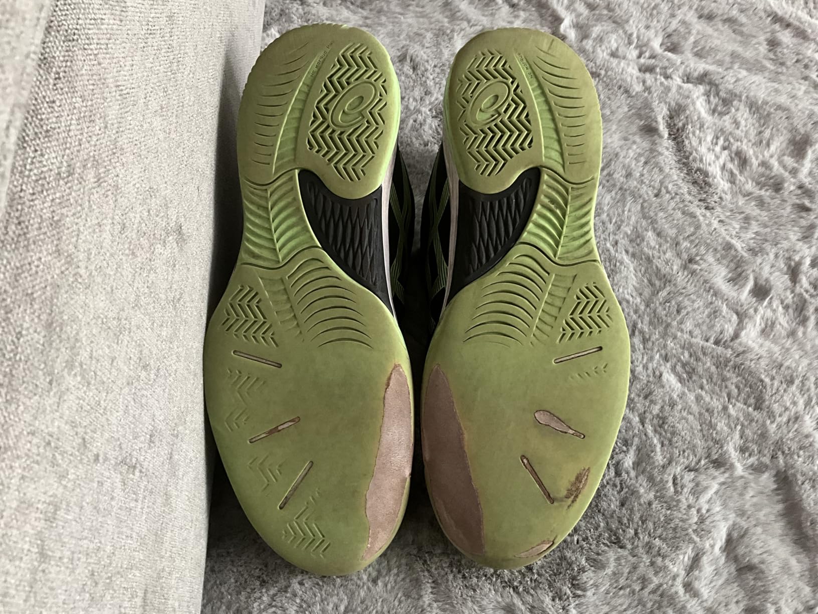ASICS Gel-RENMA showing sole wear-through after intensive pickleball use