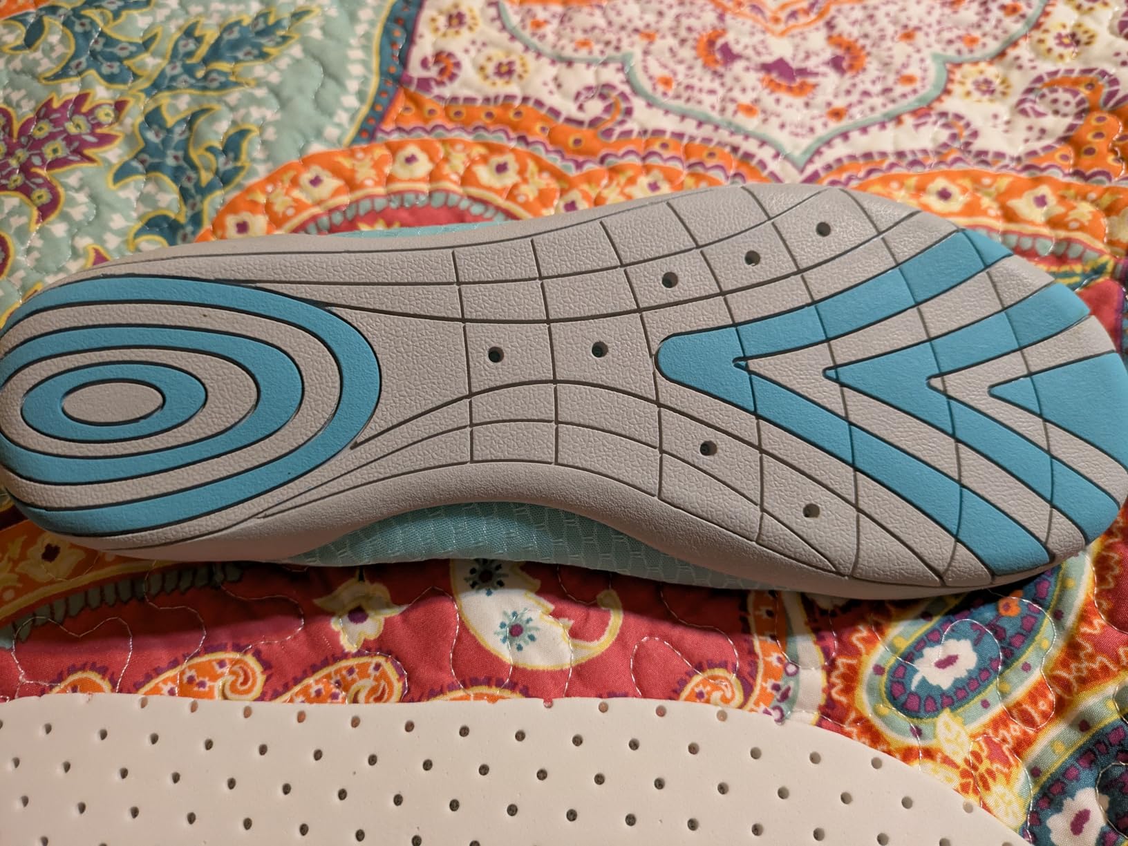 Vsufim water shoes in action showing grip pattern on pool deck and beach use