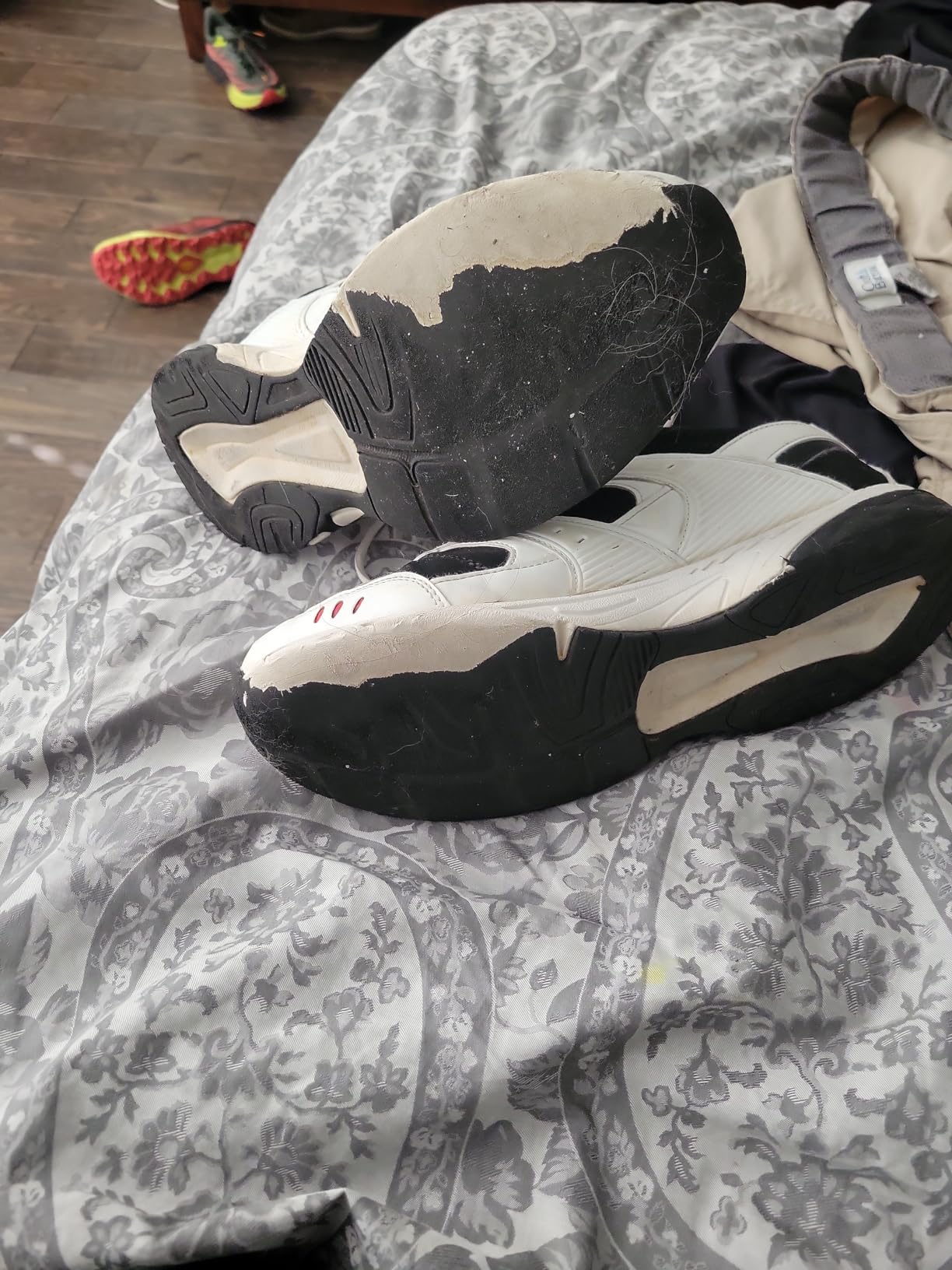 Final assessment photo showing Avia shoes after extended testing period