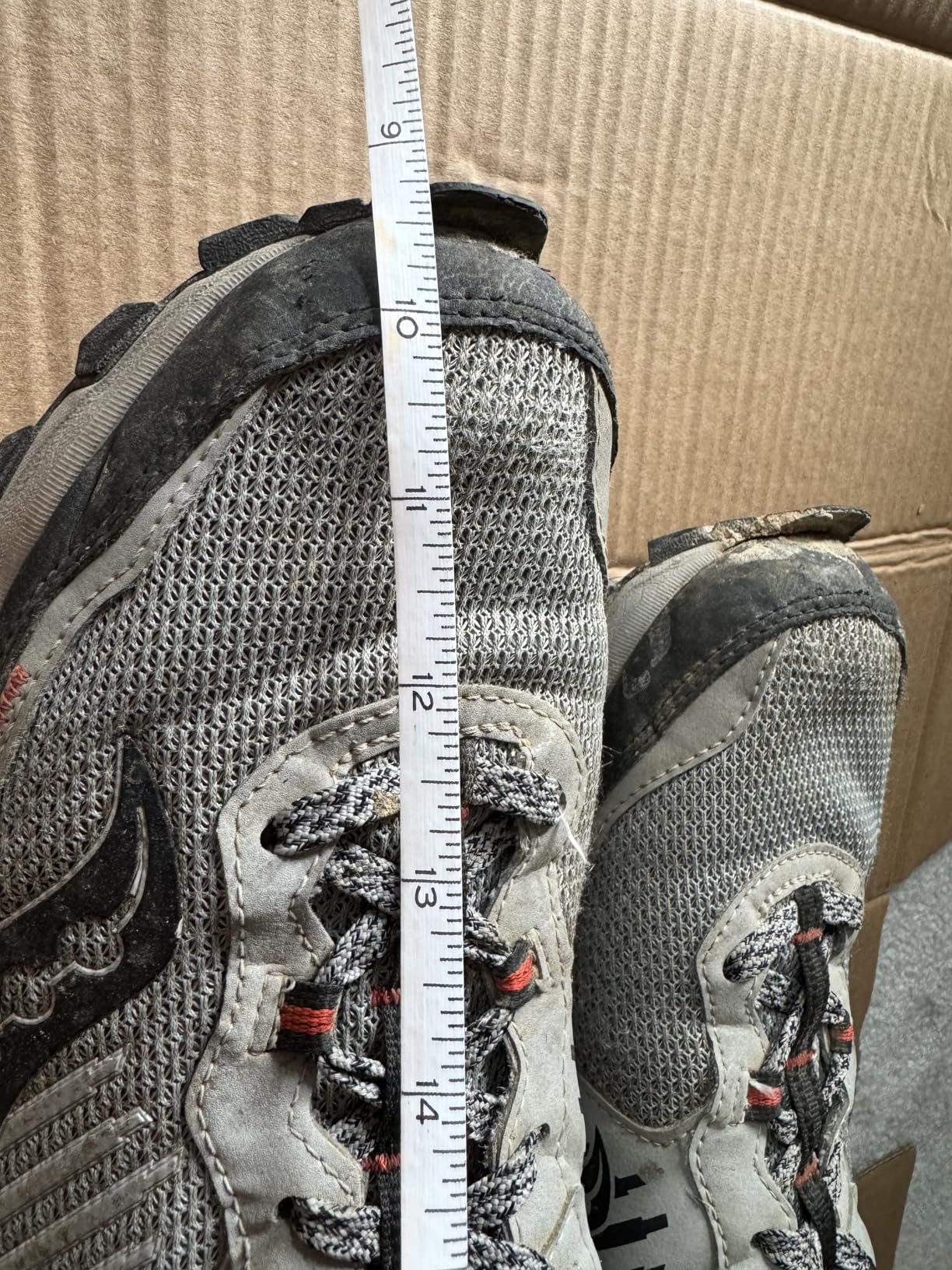 Comparison showing sole separation issues on Saucony TR15 after several months of use