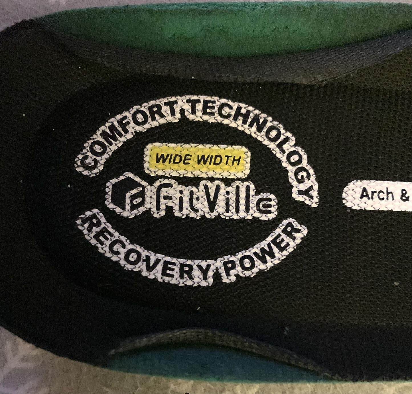 FitVille hiking shoe insole showing arch support design and cushioning