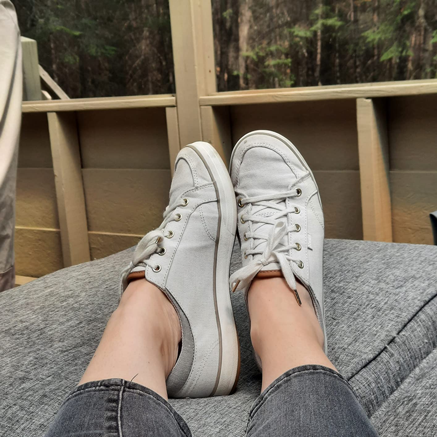 Keds Women's Center 2 lace up sneakers showing cotton canvas upper and memory foam comfort design