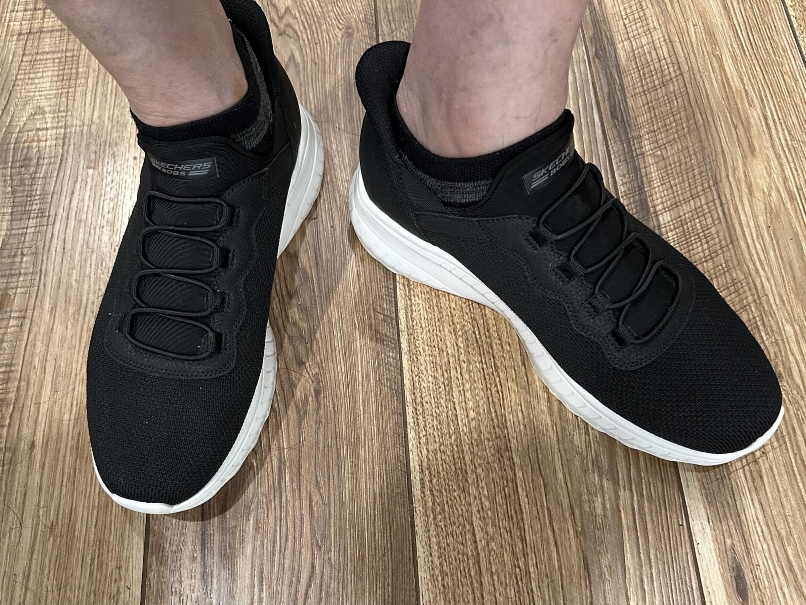 Skechers Men's Hands Free Slip-ins Bobs Squad black lifestyle sneakers showing slip-on design