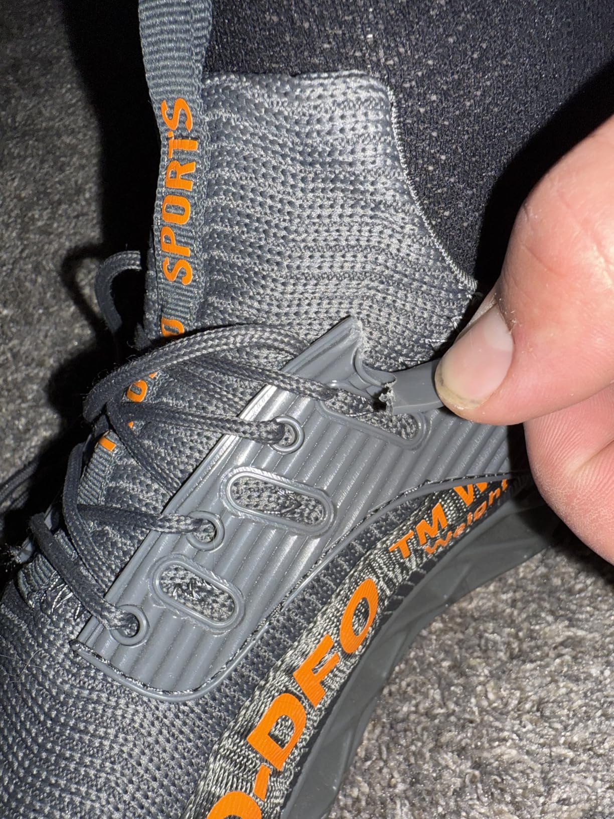 FRSHANIAH shoe construction detail showing potential durability concerns and sole attachment