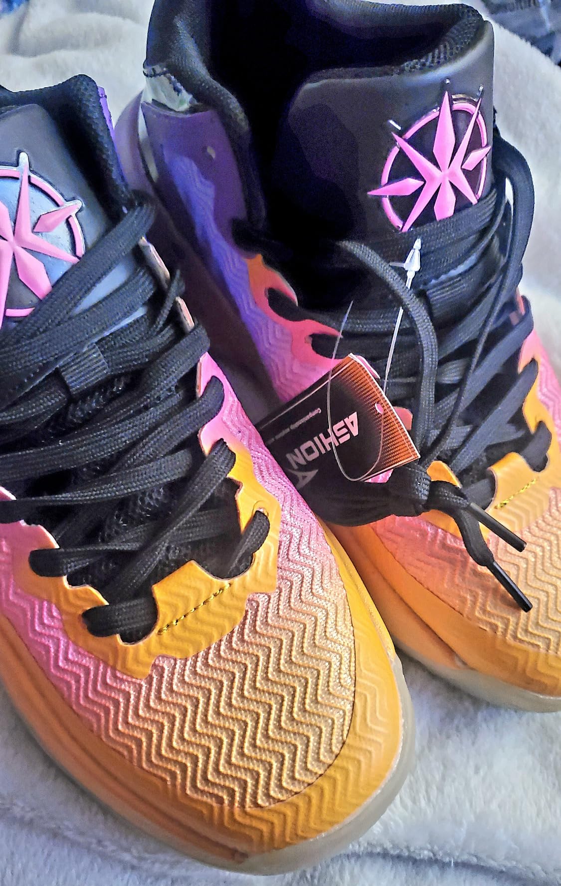 ASHION kids basketball shoes showing wear patterns after 8 weeks of testing