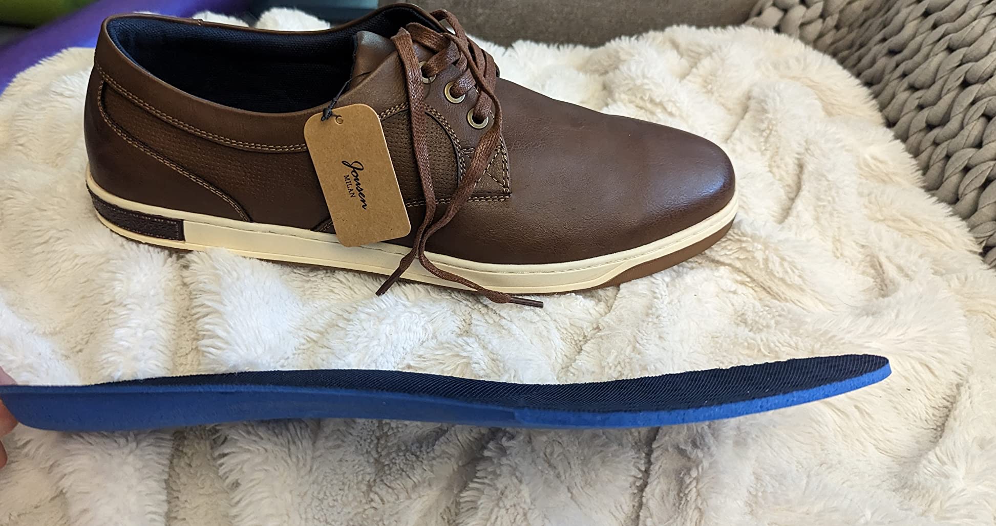 Jousen sneakers detailed view showing synthetic leather upper and lacing system