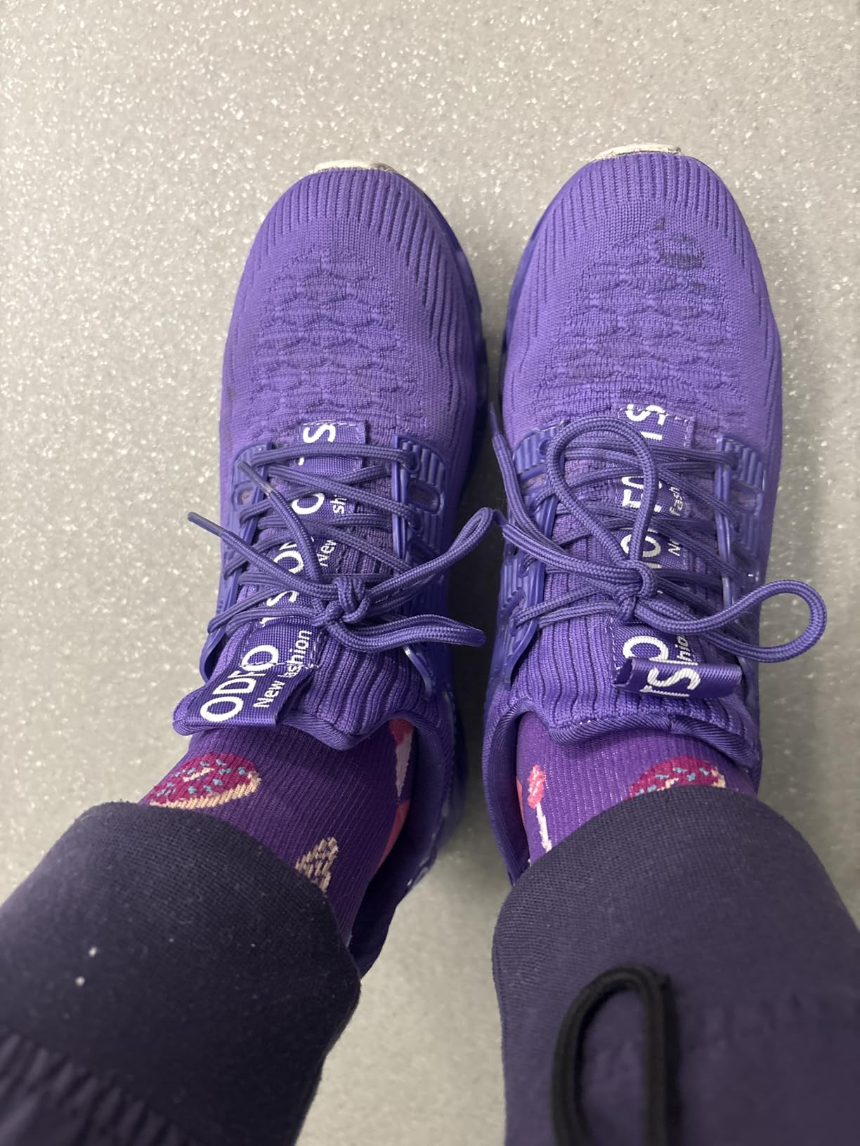 Real customer photos showing TSIODFO sneakers in workplace and casual settings