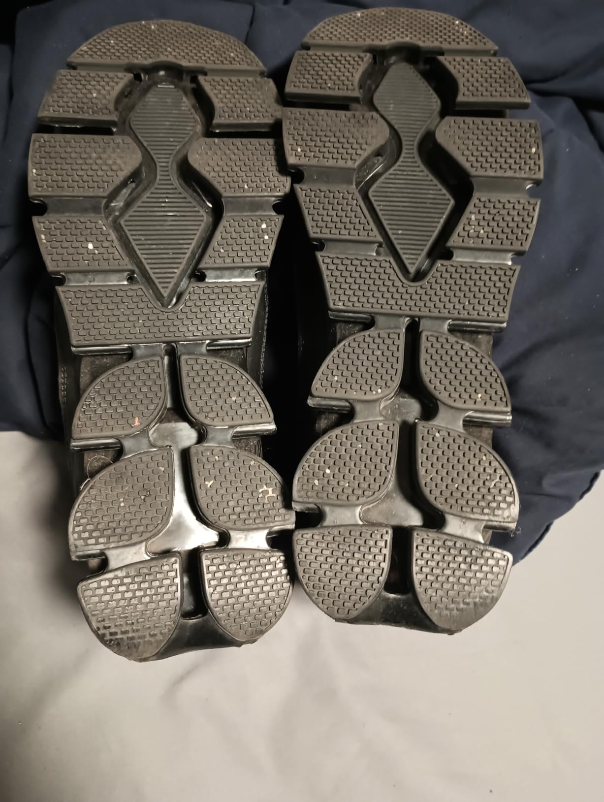 Bottom view of blade sole design showing the unique traction pattern and channel system